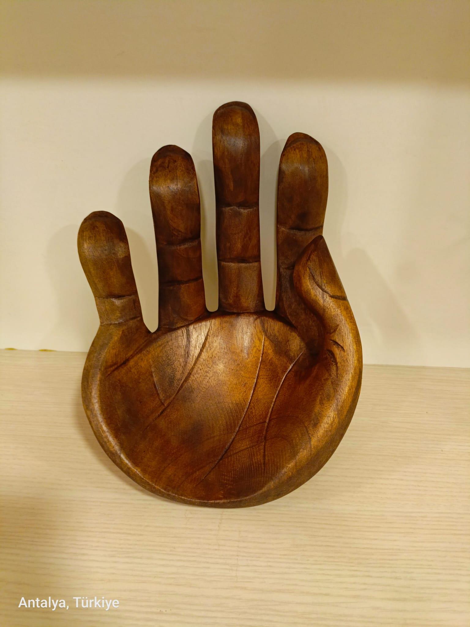 Ahşap El Şeklinde Çerezlik /Sunumluk - 30 cm - Miamantra