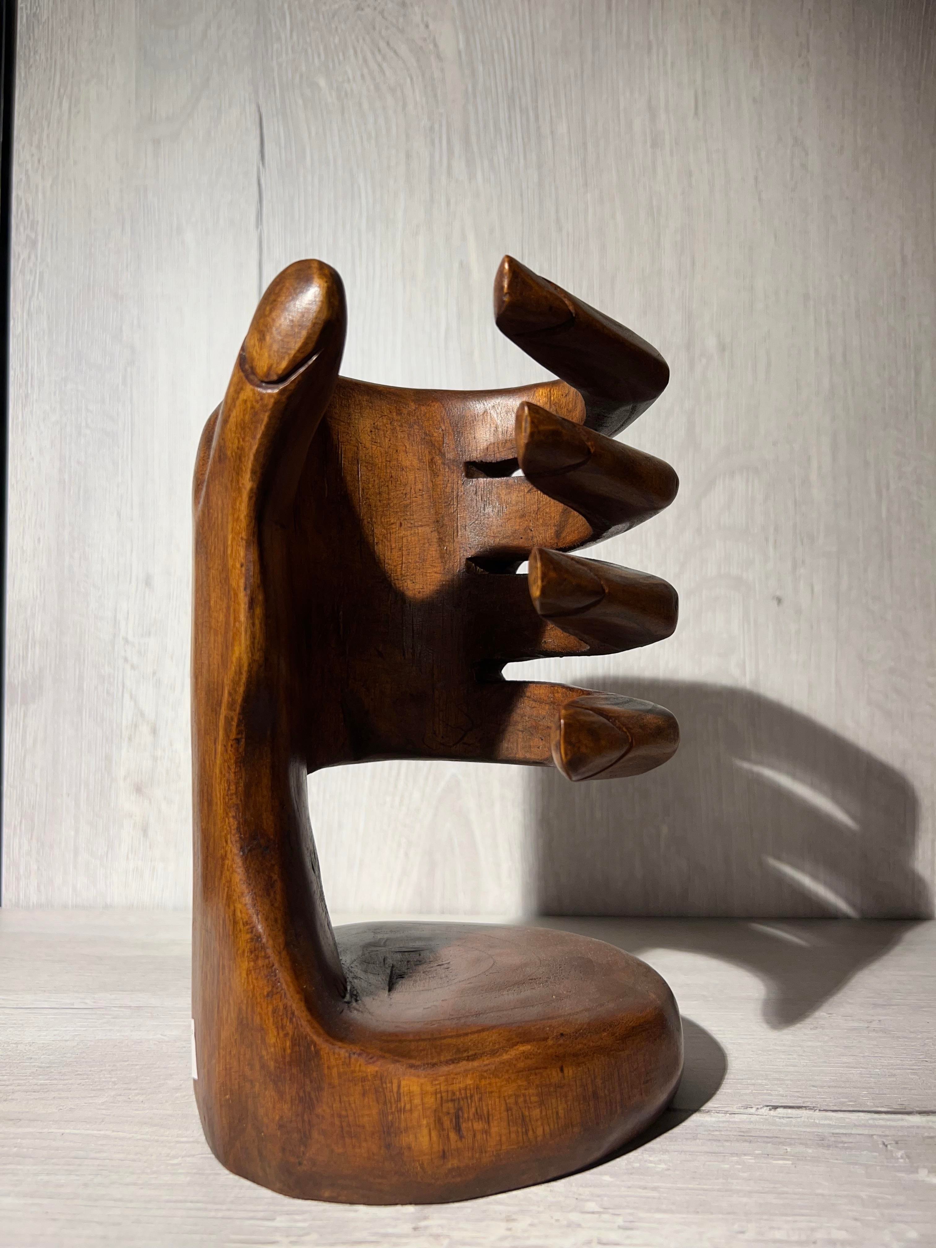 Ahşap El Şeklinde Şaraplık - 25 cm - Model 3 - Miamantra