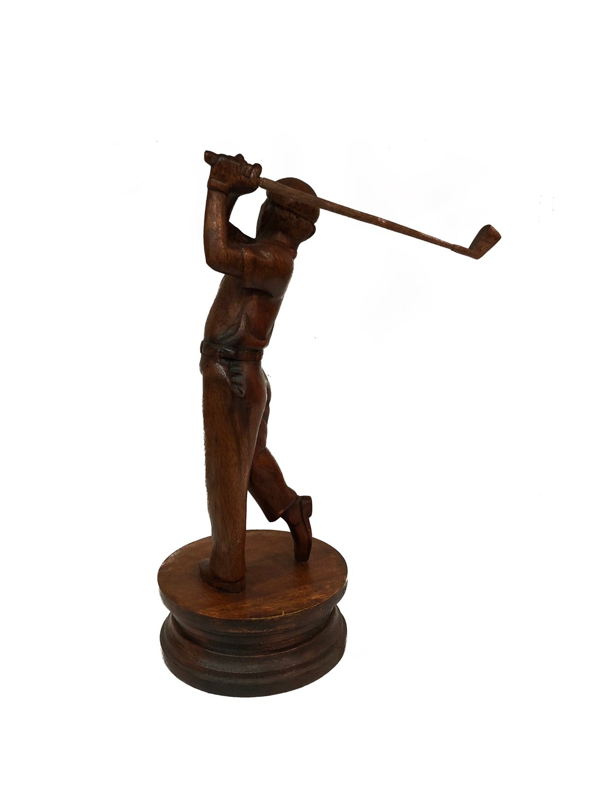 Ahşap El Yapımı Golfçü / Golf Yapan Adam Heykelciği - (Orta Boy 25cm)