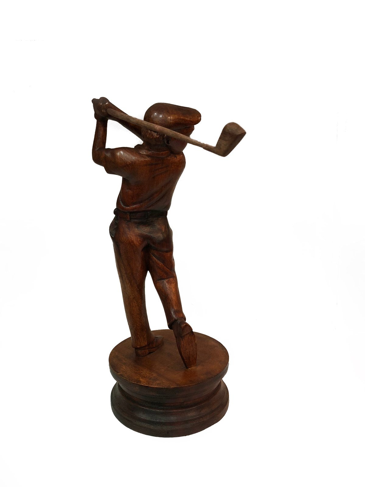 Ahşap El Yapımı Golfçü / Golf Yapan Adam Heykelciği - (Orta Boy 25cm)