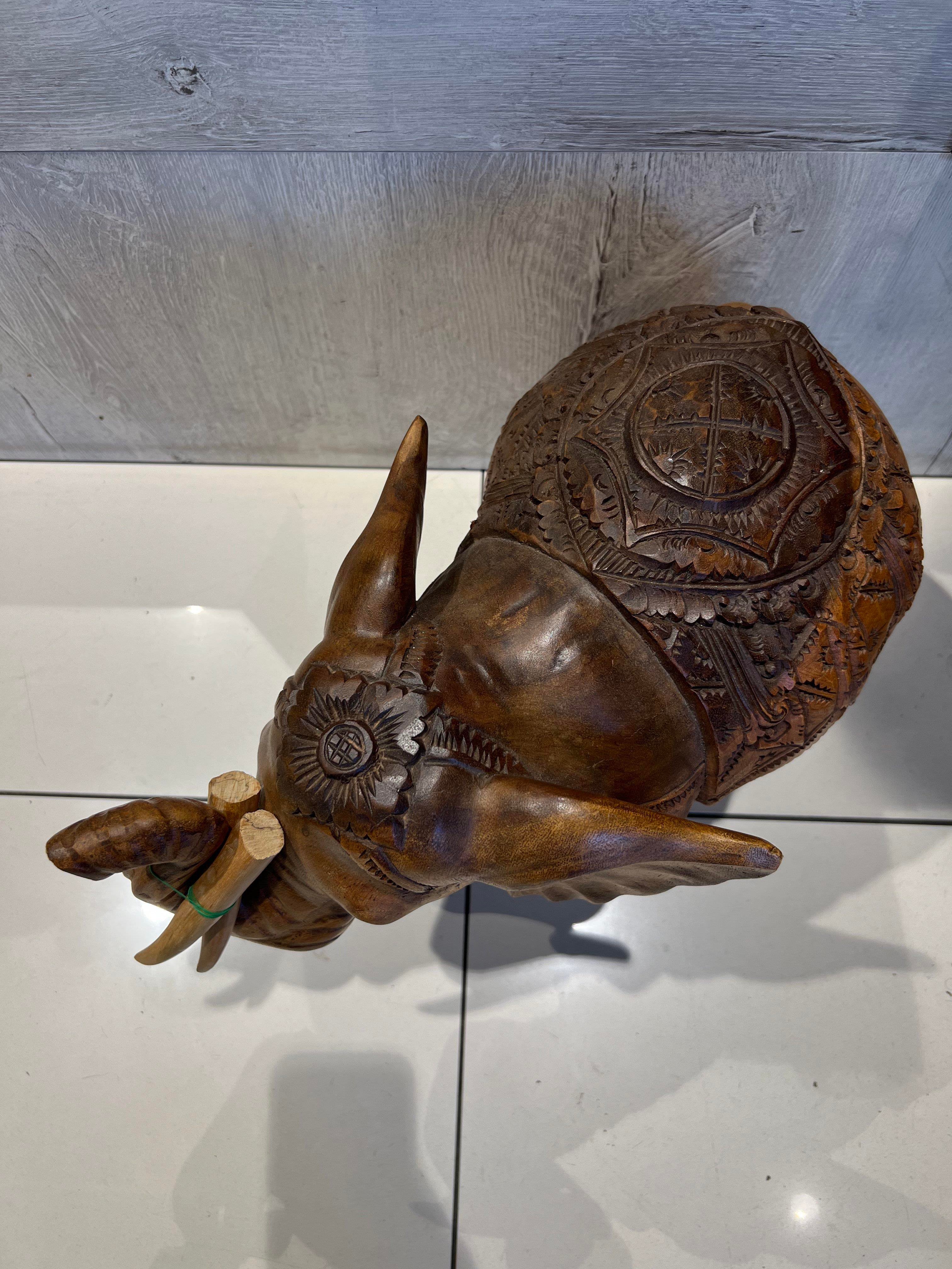 Ahşap Fil Heykel Oymali 40 Cm - Miamantra