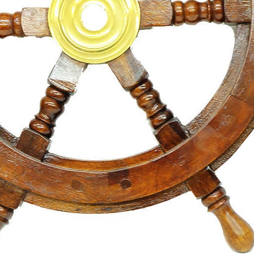 Ahşap Gemi Dümeni-60 Cm Çap - Miamantra