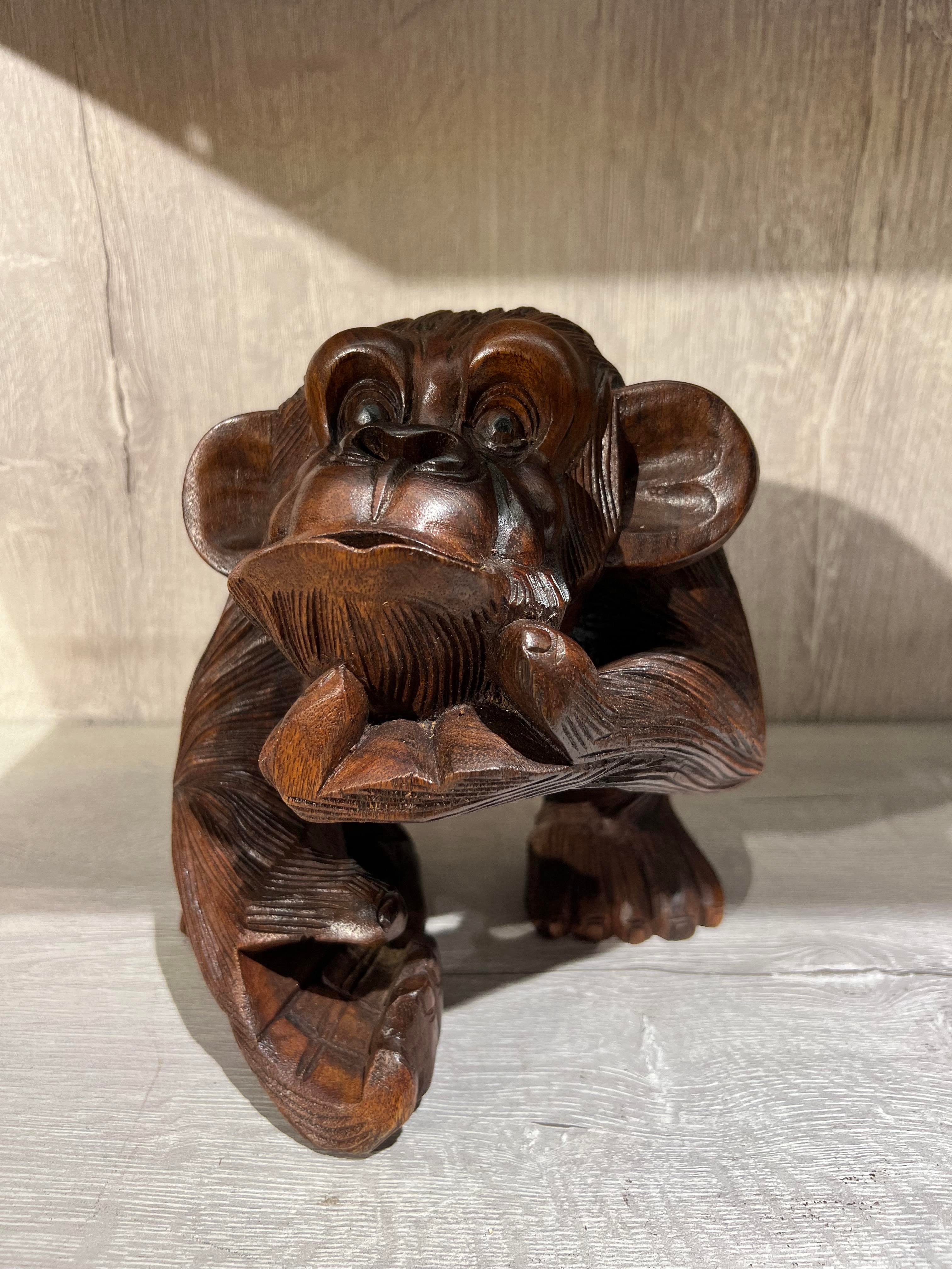 Ahşap Goril Biblo - 20 cm - Miamantra