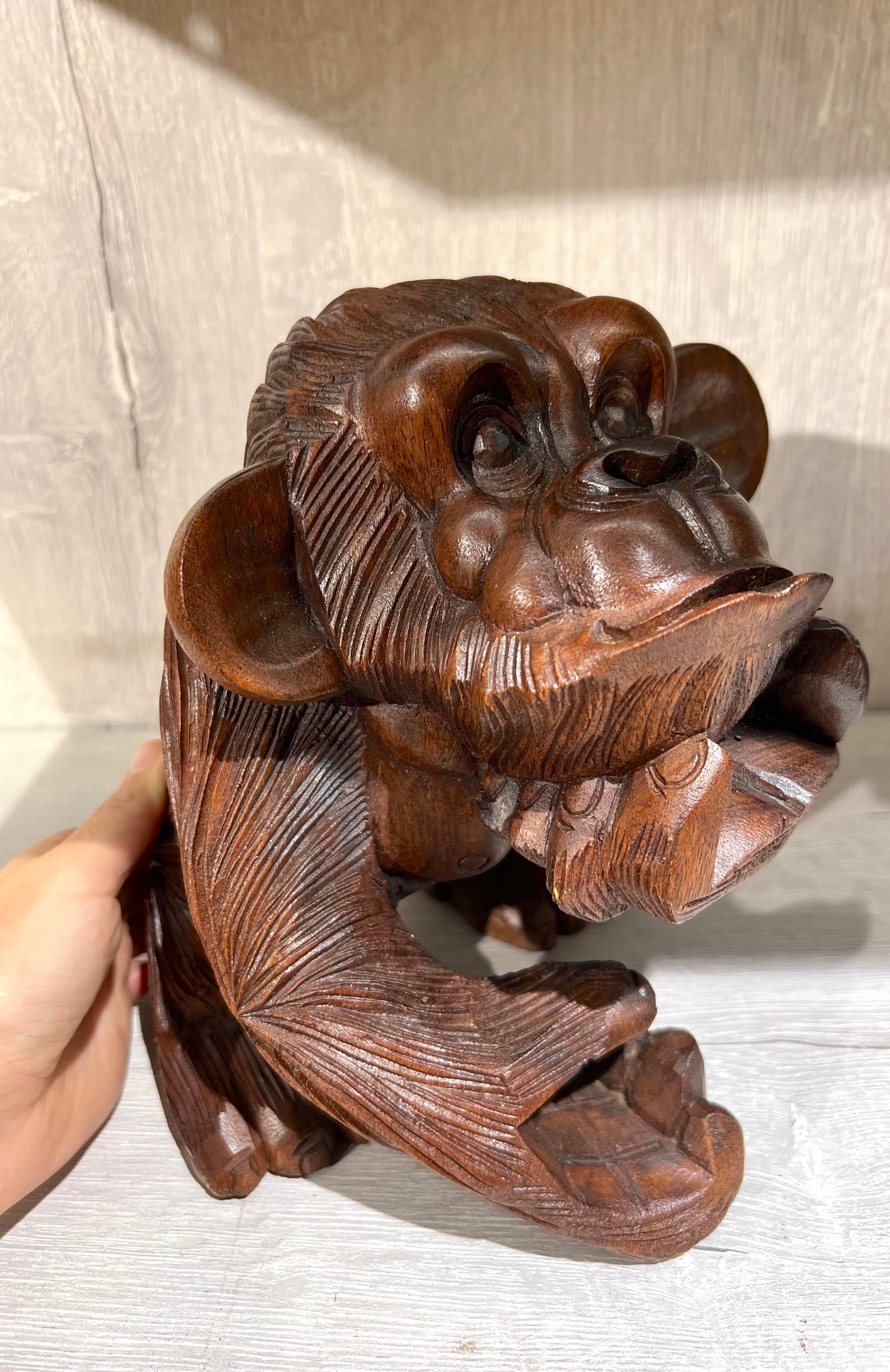 Ahşap Goril Biblo - 20 cm - Miamantra