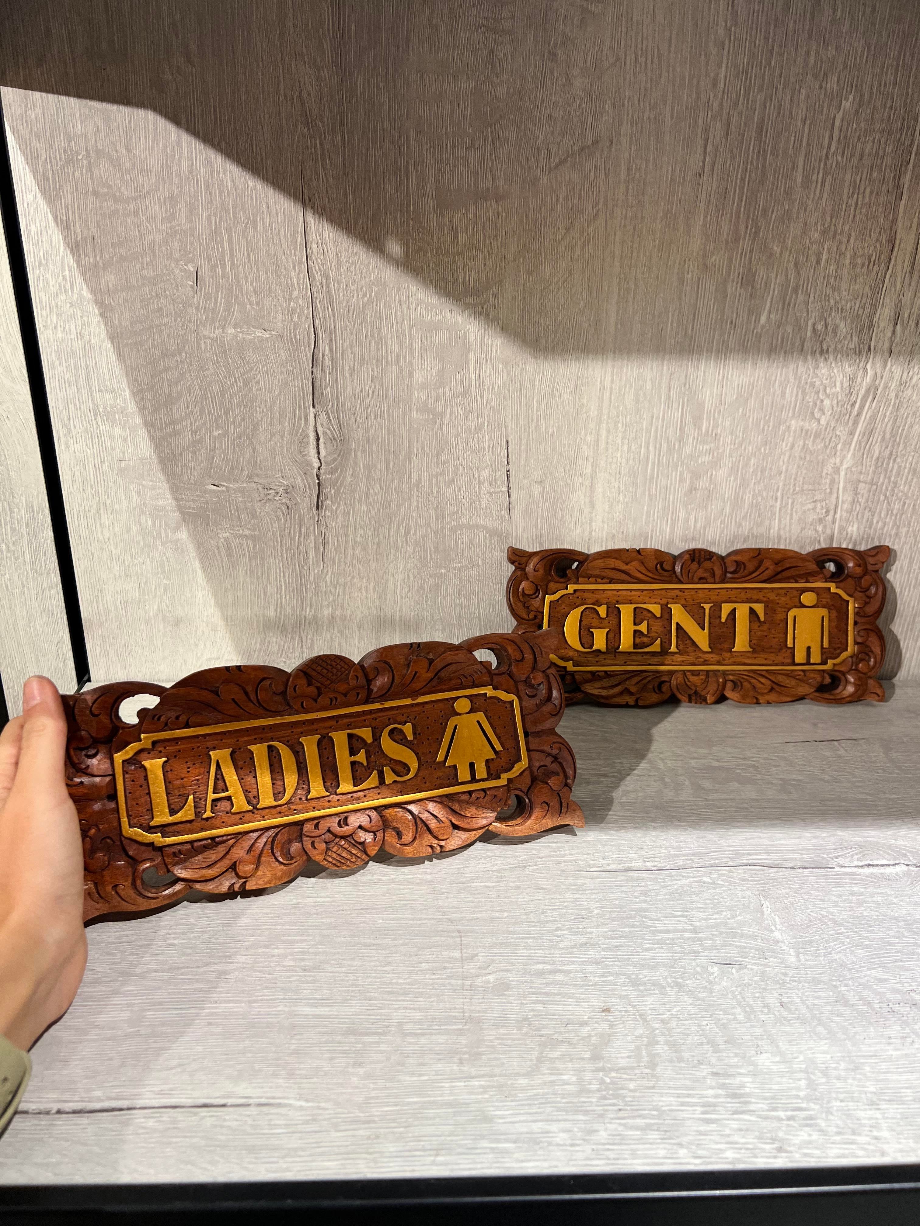 Ahşap İkili Ladies & Gent Duvar Yazısı - 25 cm - Miamantra