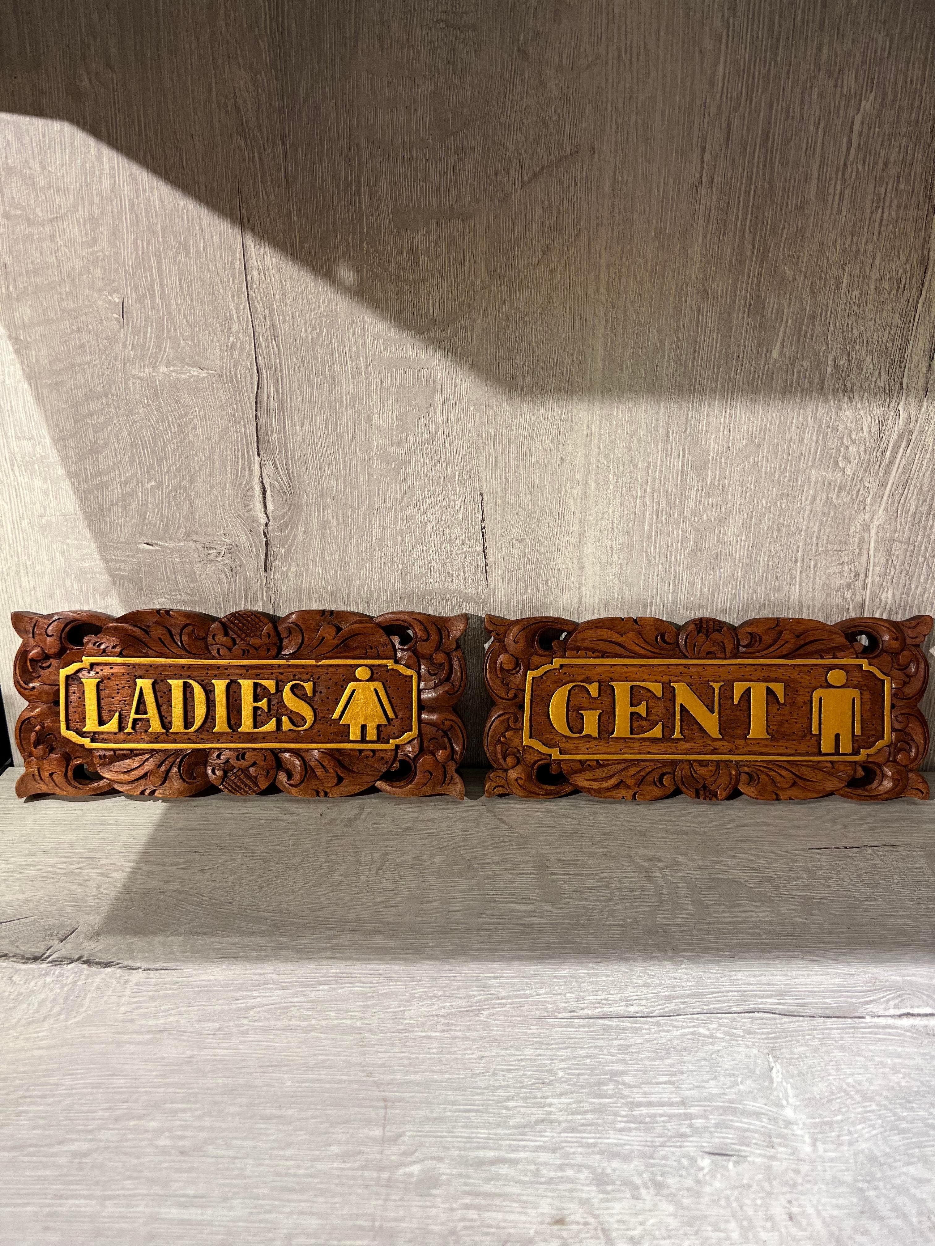 Ahşap İkili Ladies & Gent Duvar Yazısı - 25 cm - Miamantra