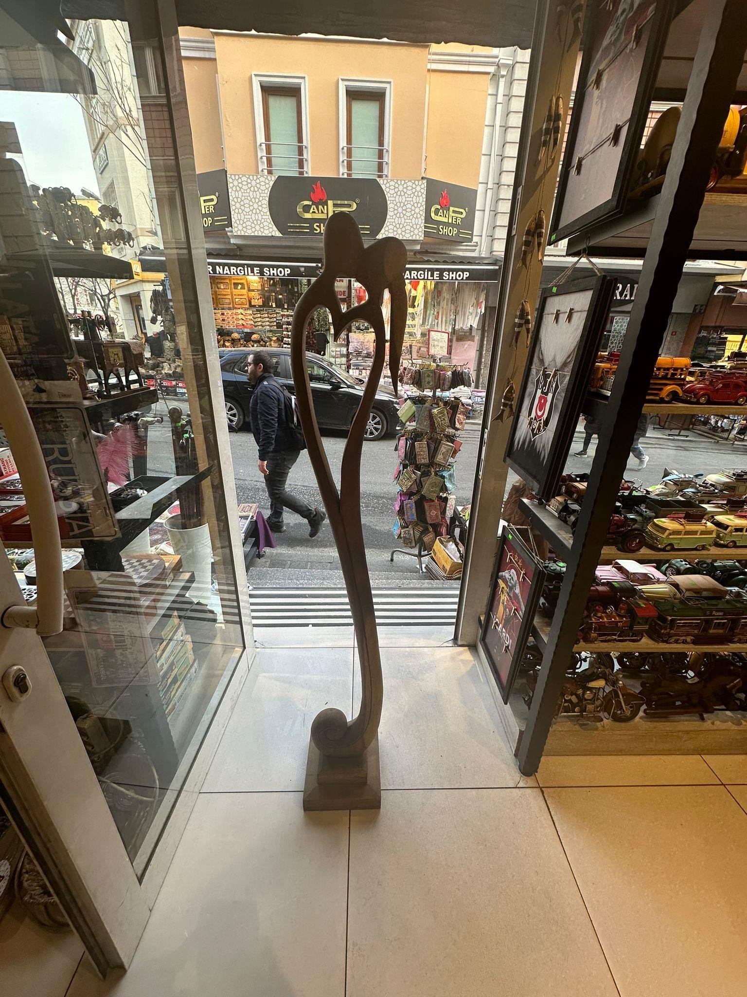 Ahşap Kadın Ve Erkek Apstrak Heykel (150 Cm) - Miamantra