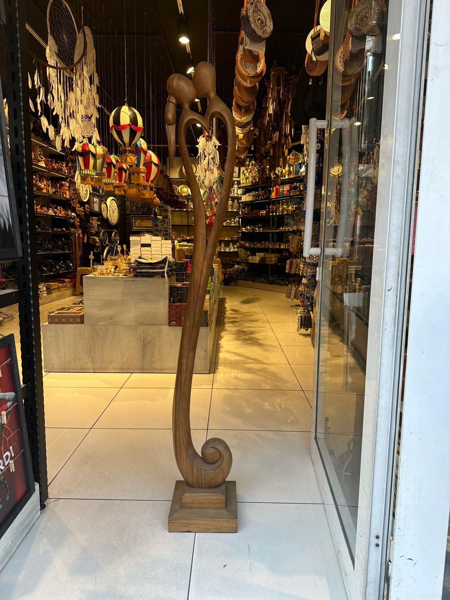 Ahşap Kadın Ve Erkek Apstrak Heykel (150 Cm) - Miamantra