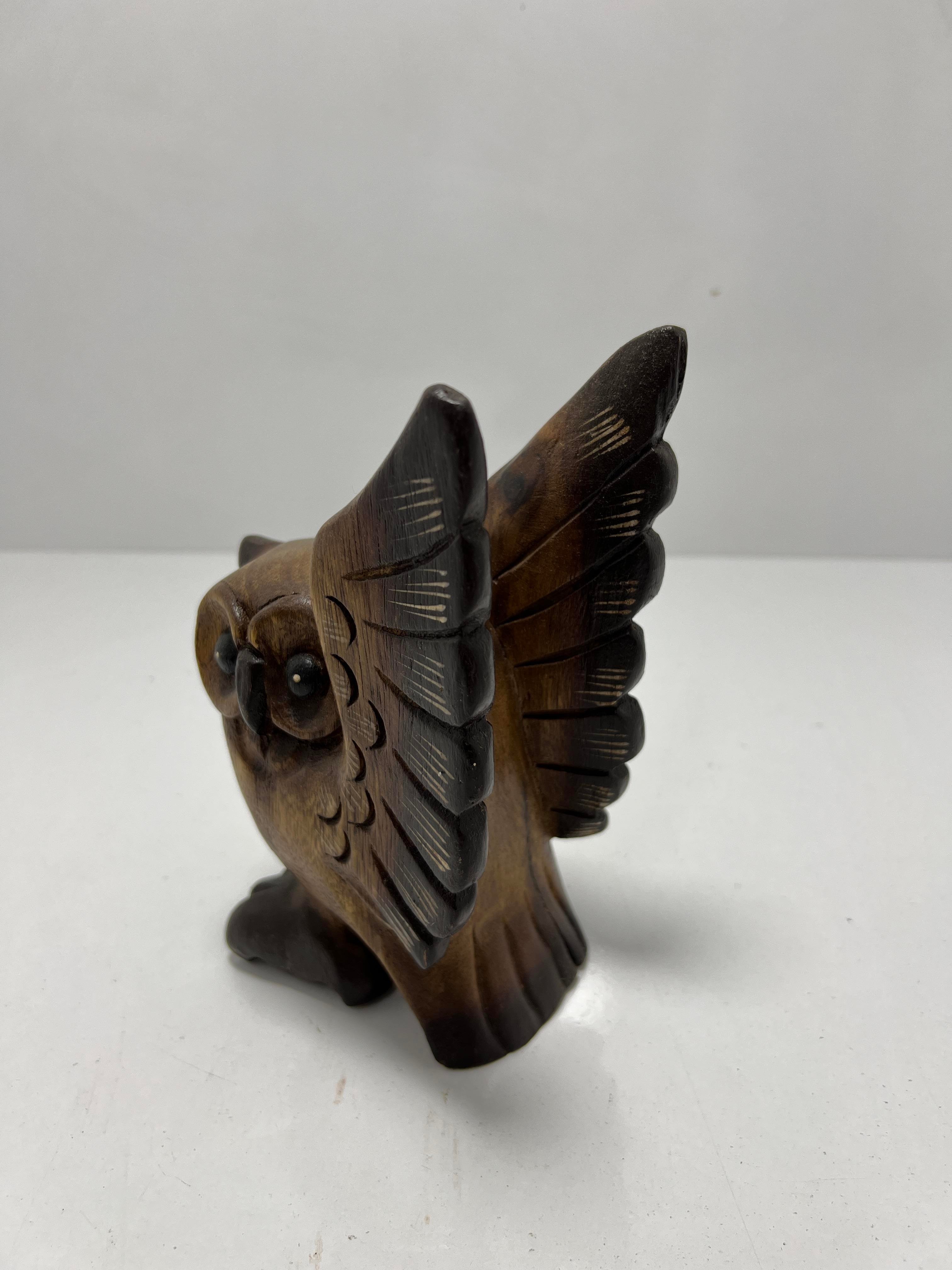 Ahşap Kanatlı Baykuş Biblo 17 Cm - Miamantra