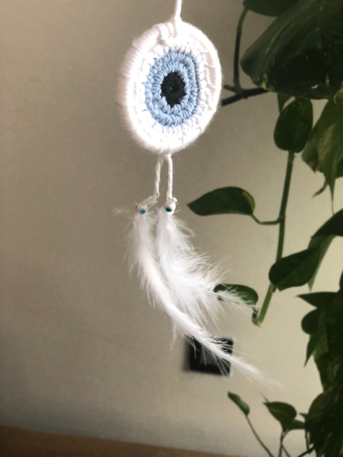Araba Süsü Nazar Boncuklu Örgülü Rüya Kapanları (Çap 6 cm)
