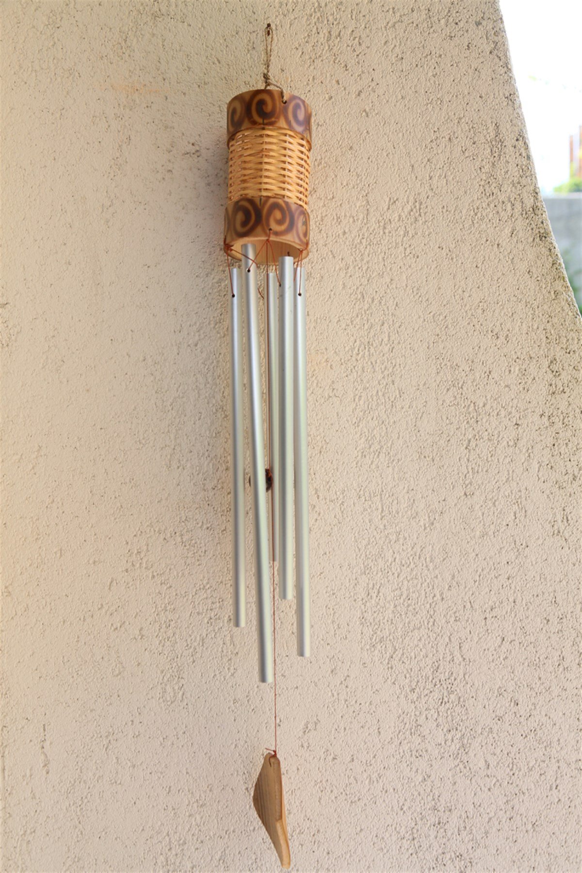 Bambu ve Hasırlı Rüzgar Çanı (72 cm)