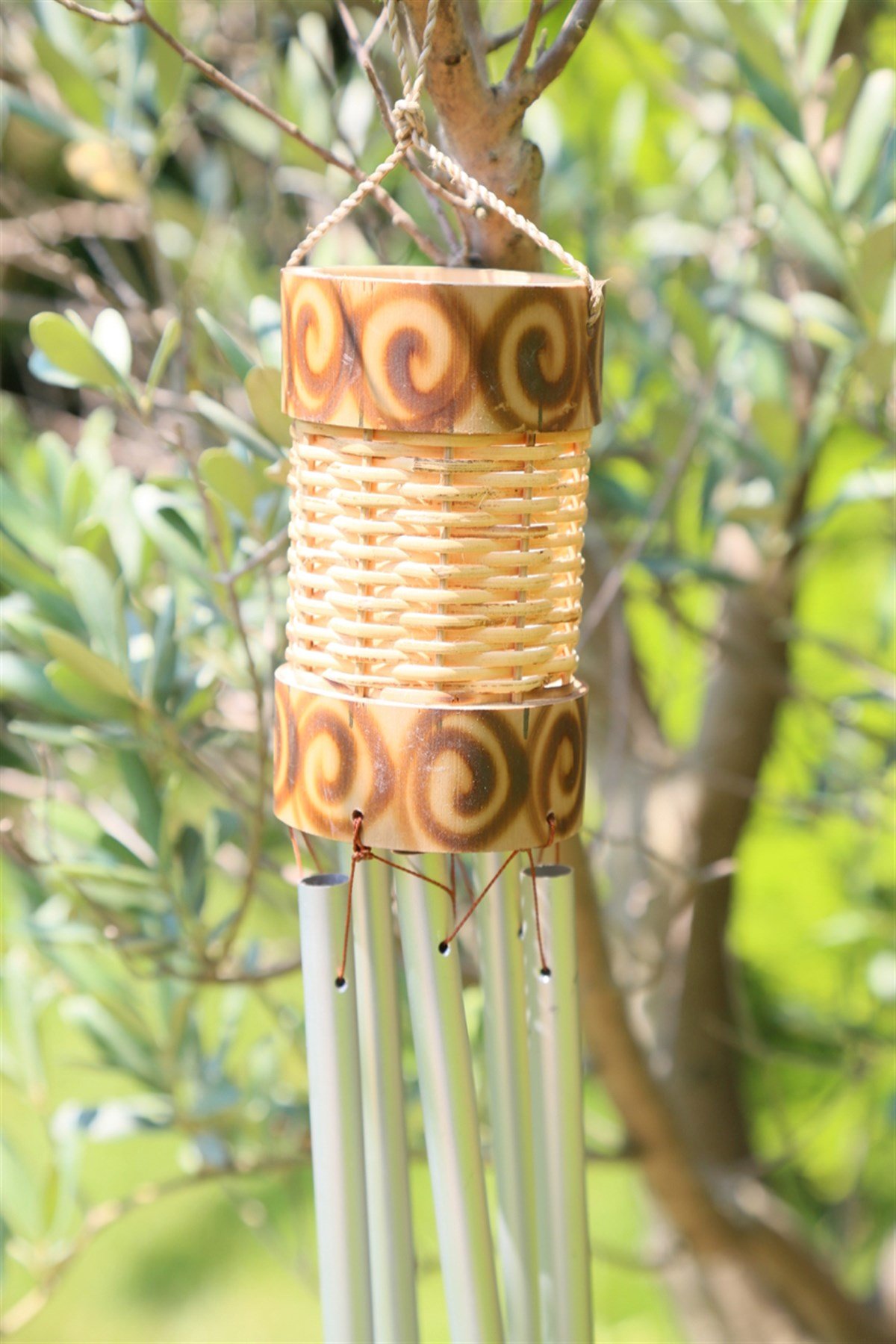 Bambu ve Hasırlı Rüzgar Çanı (72 cm)