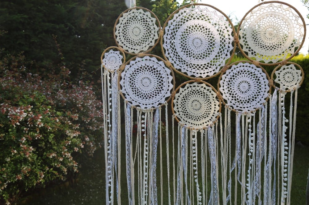 Beyaz Çok Halkalı Anjelik Dev Rüya Kapanı (100 cm * 178 cm)
