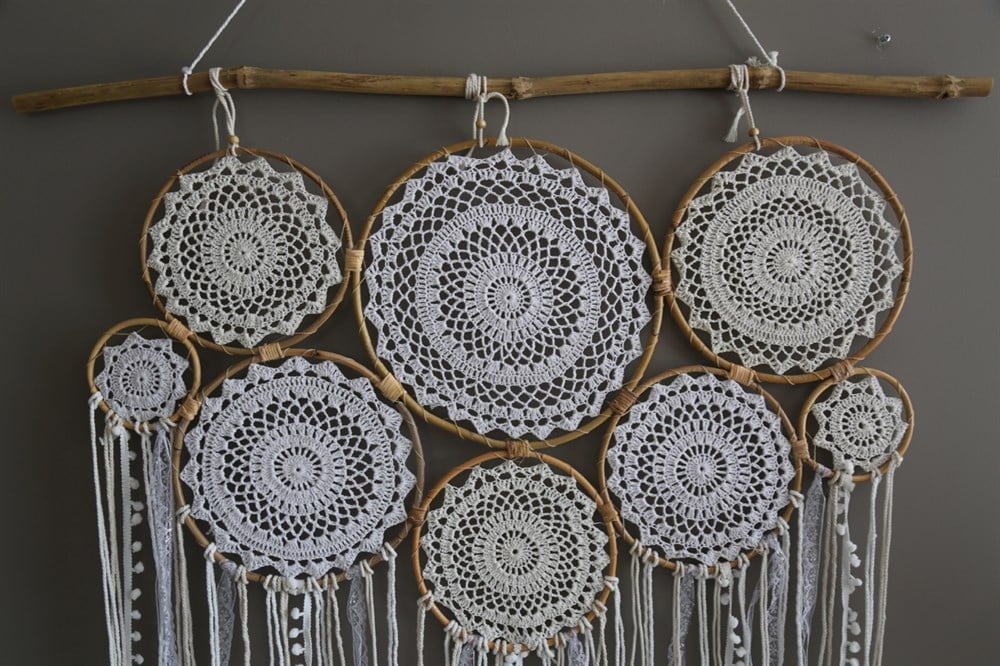 Beyaz Çok Halkalı Anjelik Dev Rüya Kapanı (100 cm * 178 cm)
