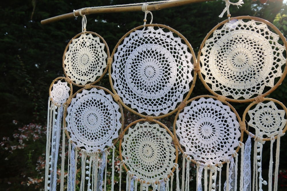Beyaz Çok Halkalı Anjelik Dev Rüya Kapanı (100 cm * 178 cm)