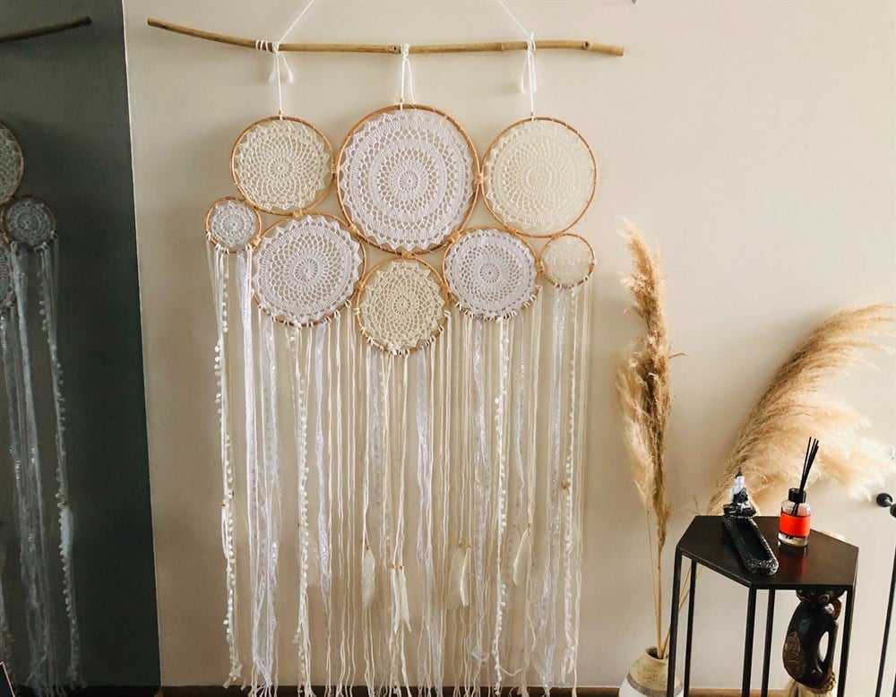 Beyaz Çok Halkalı Anjelik Dev Rüya Kapanı (100 cm * 178 cm)