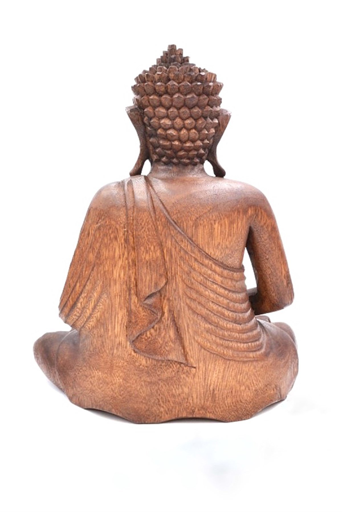 Buda Meditasyon Duruşlu Ahşap El Yapımı Heykel - (Büyük Boy 40 cm) DHYANA MUDRA