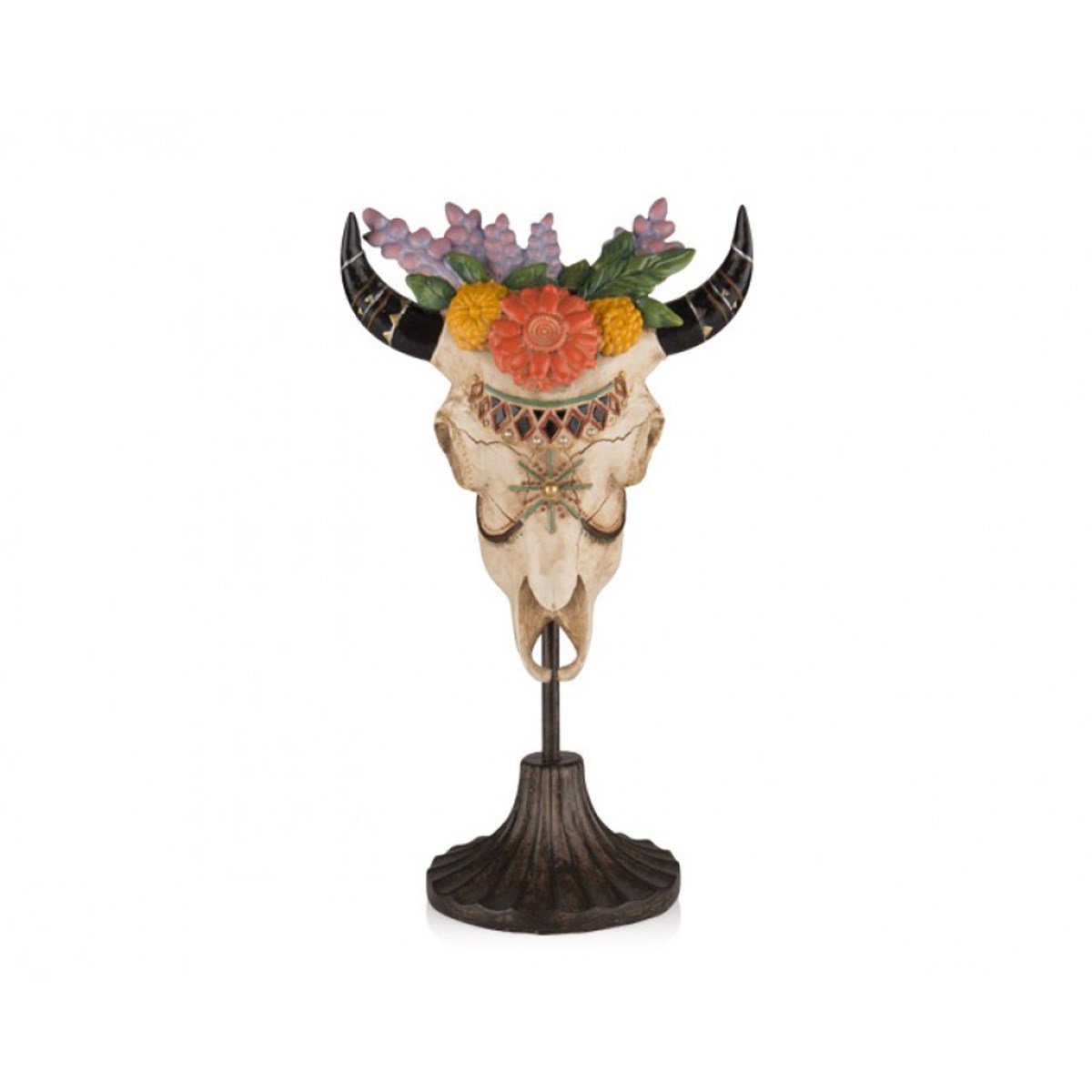 Bufalo Kafası Dekor - Çiçekli (36 cm * 20 cm *13 cm)