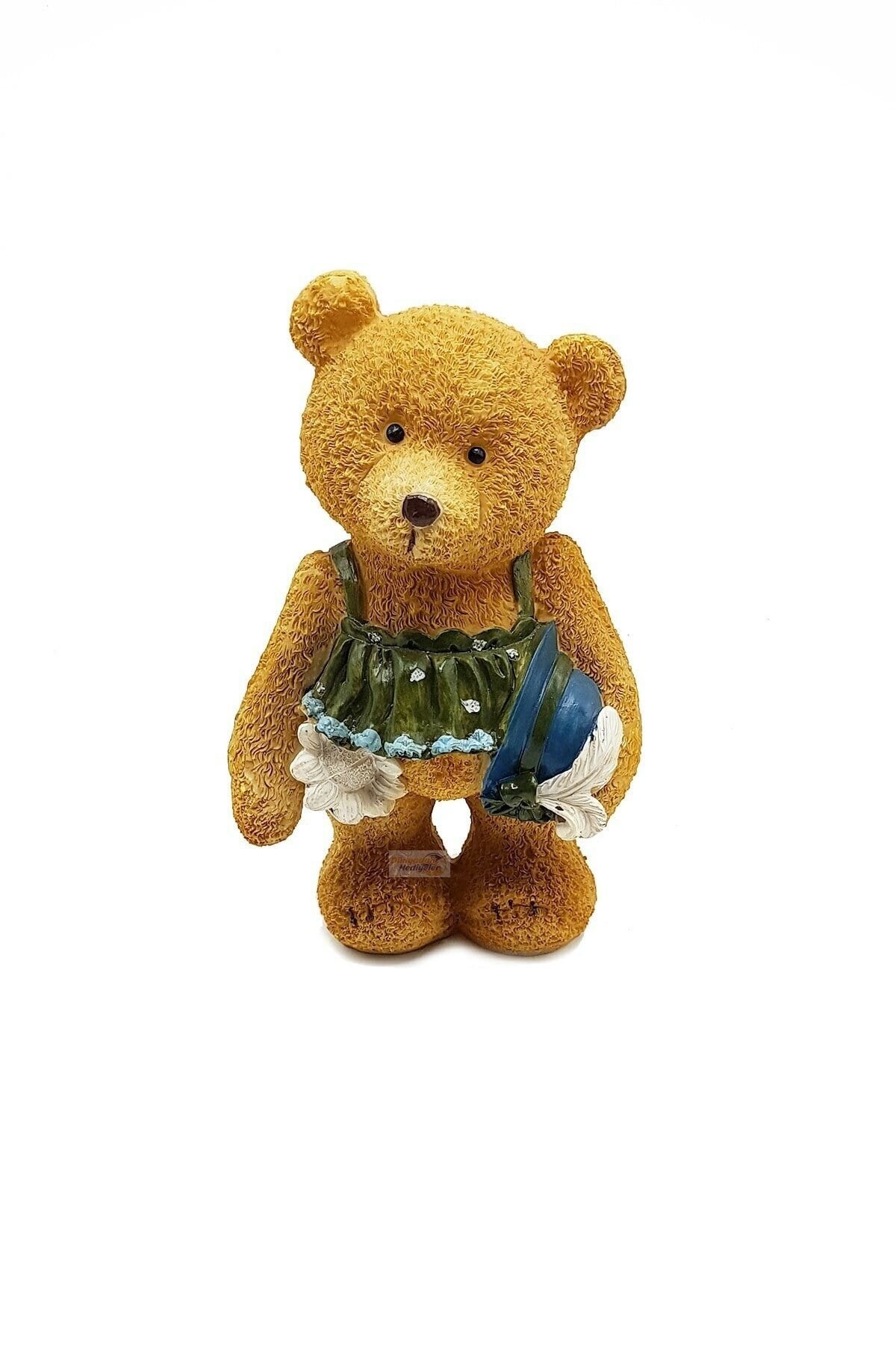 Dekoratif Yeşil Elbiseli Ayıcık Biblo (22 cm) - Miamantra