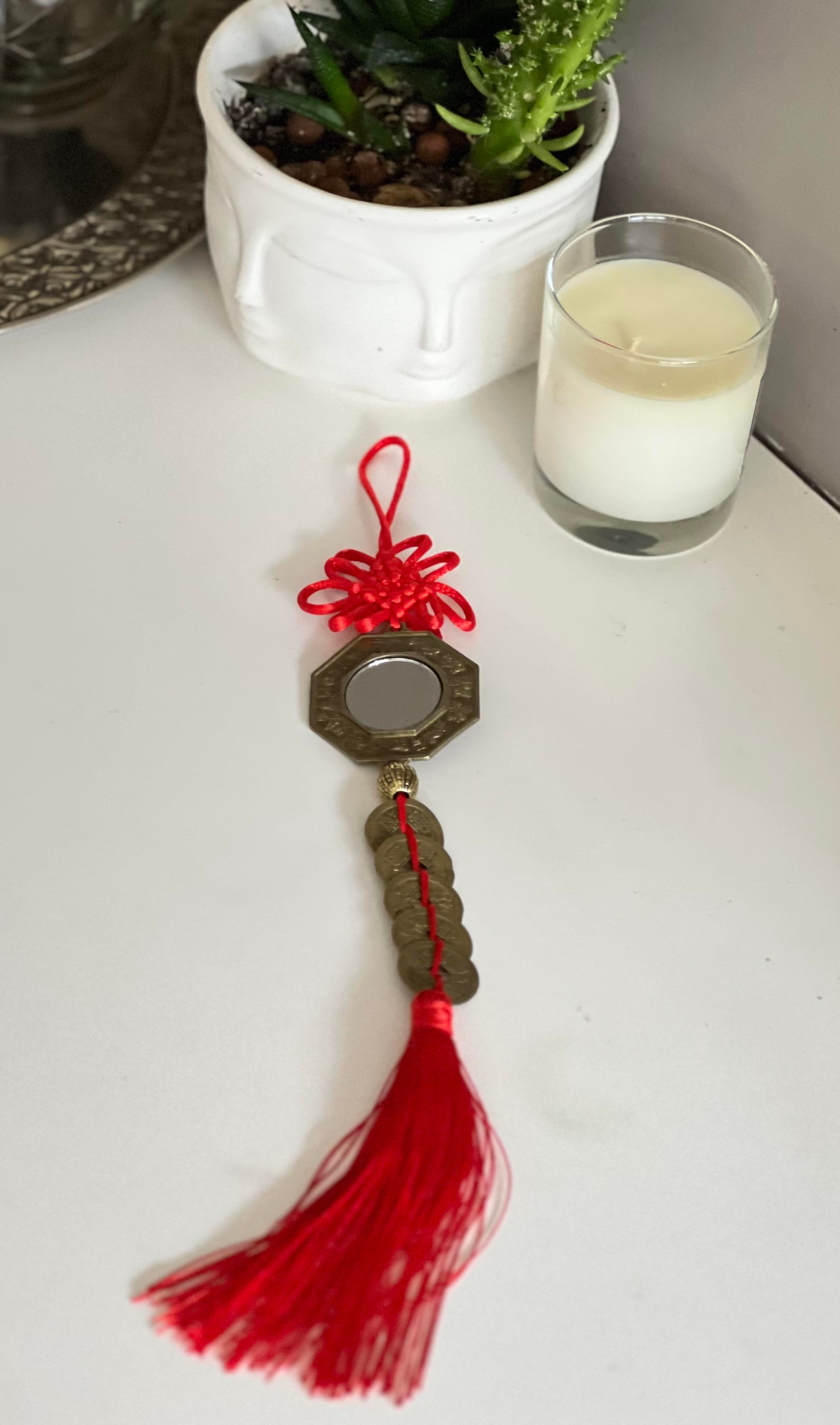 Feng Shui Bereket ve Şans Askılı Zil Dekor Bagua Aynalı  - Miamantra