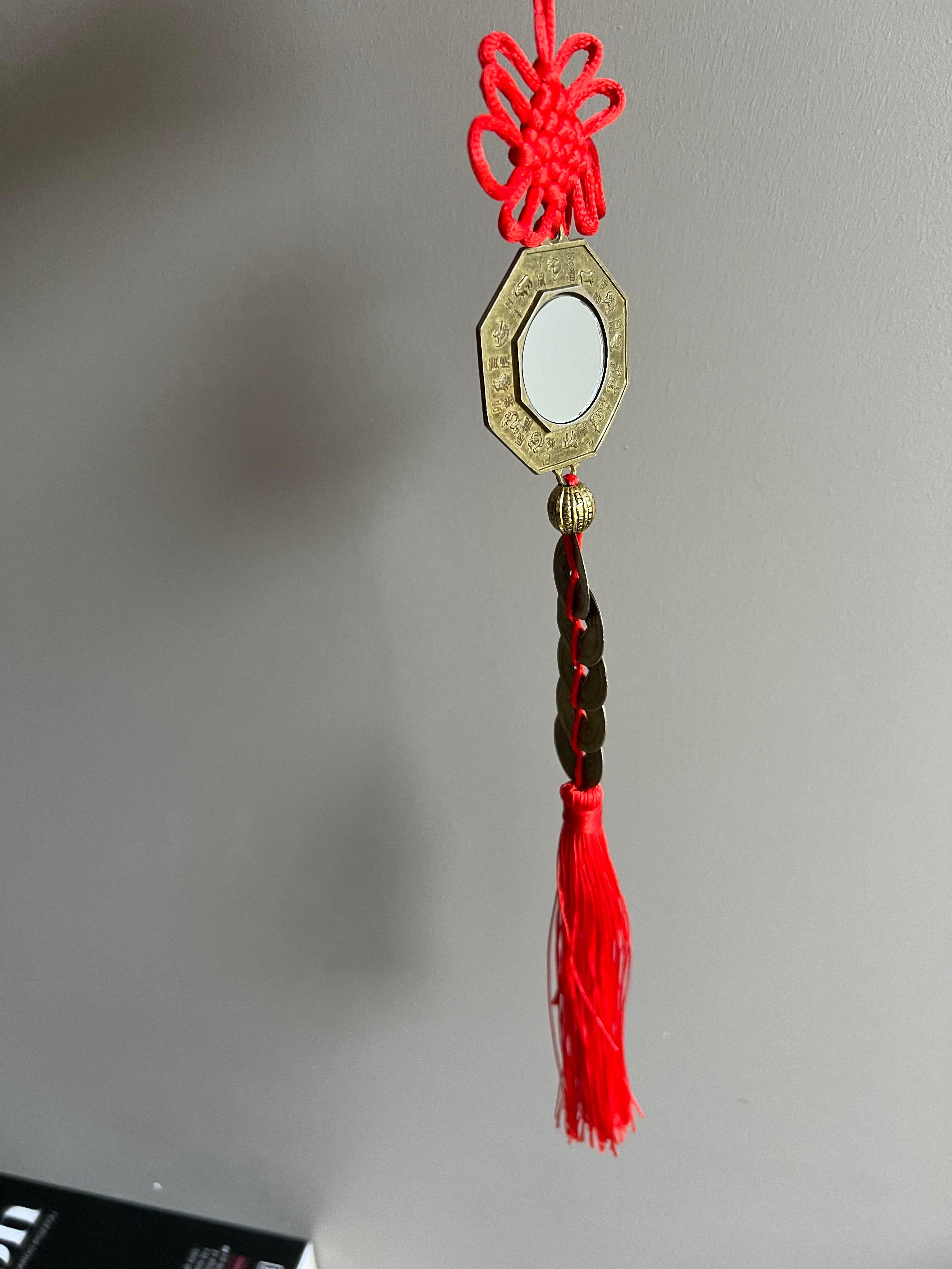 Feng Shui Bereket ve Şans Askılı Zil Dekor Bagua Aynalı  - Miamantra