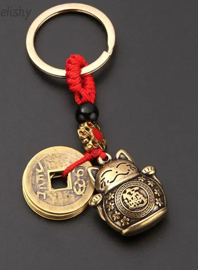 Feng Shui Bereket ve Şans Kedisi Anahtarlığı (Maneki Neko Figürlü Anahtarlık) - Miamantra