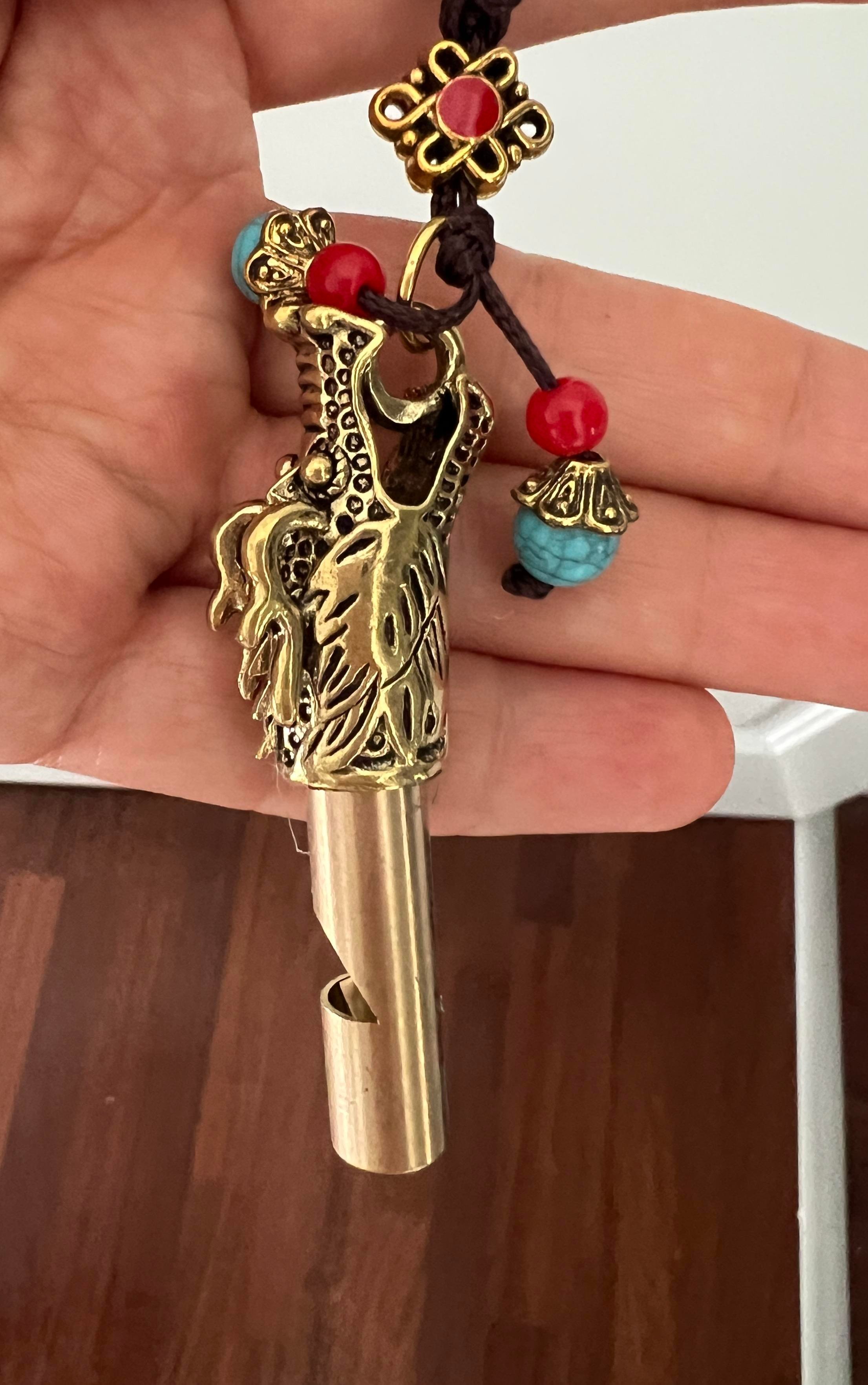 Feng Shui Ejderha Şeklinde Düdük Bereket ve Şans Kedisi Anahtarlığı (Ses Çıkarır Düdük) - Miamantra