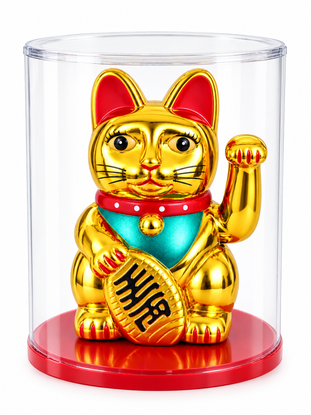 Feng Shui El Sallayan Bereket ve Şans Kedisi - Güneş Enerjili- Maneki Neko - 9 cm  - Miamantra