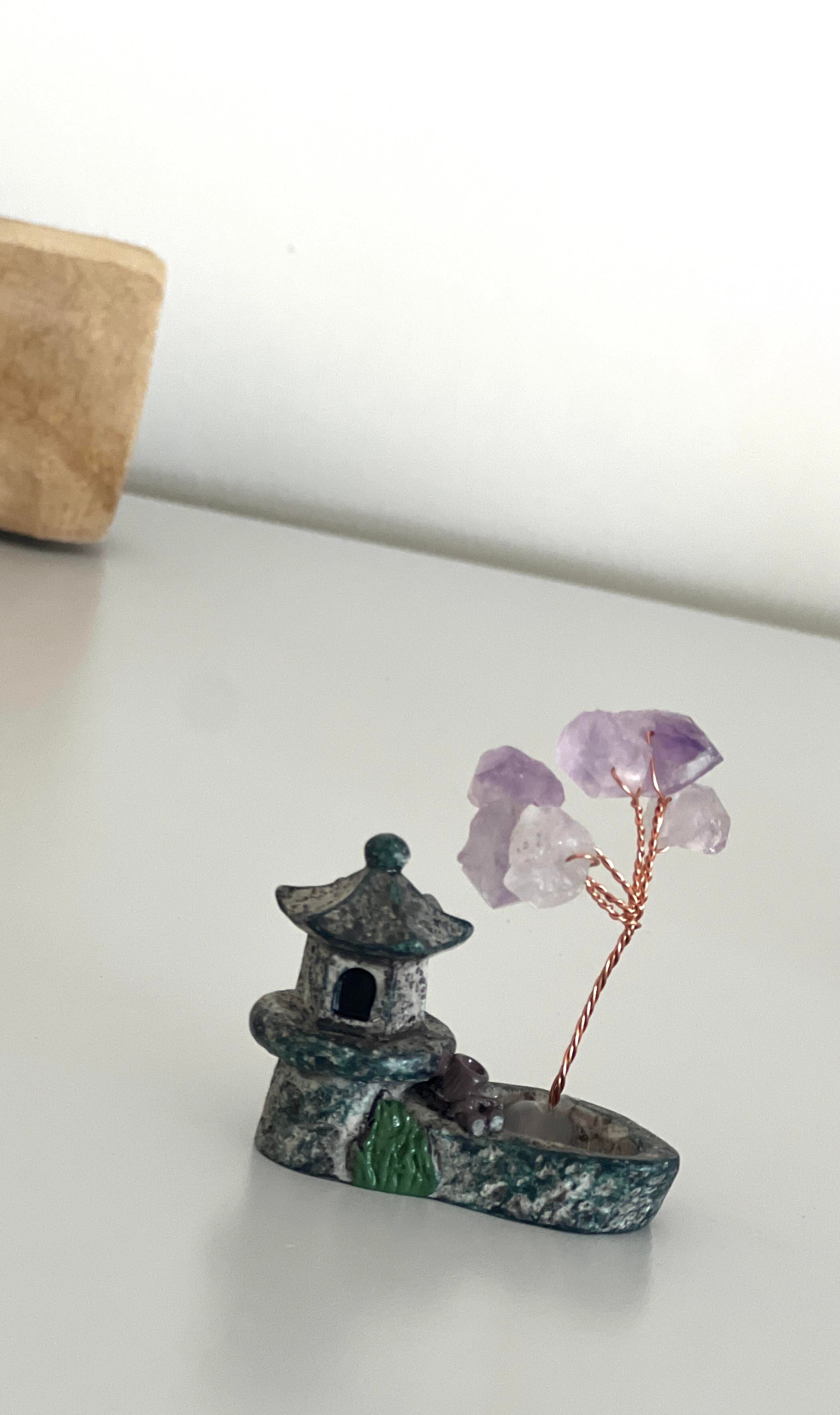 Feng Shui Minyatür Ametist Ağaç ve Tapınak Biblo - Miamantra