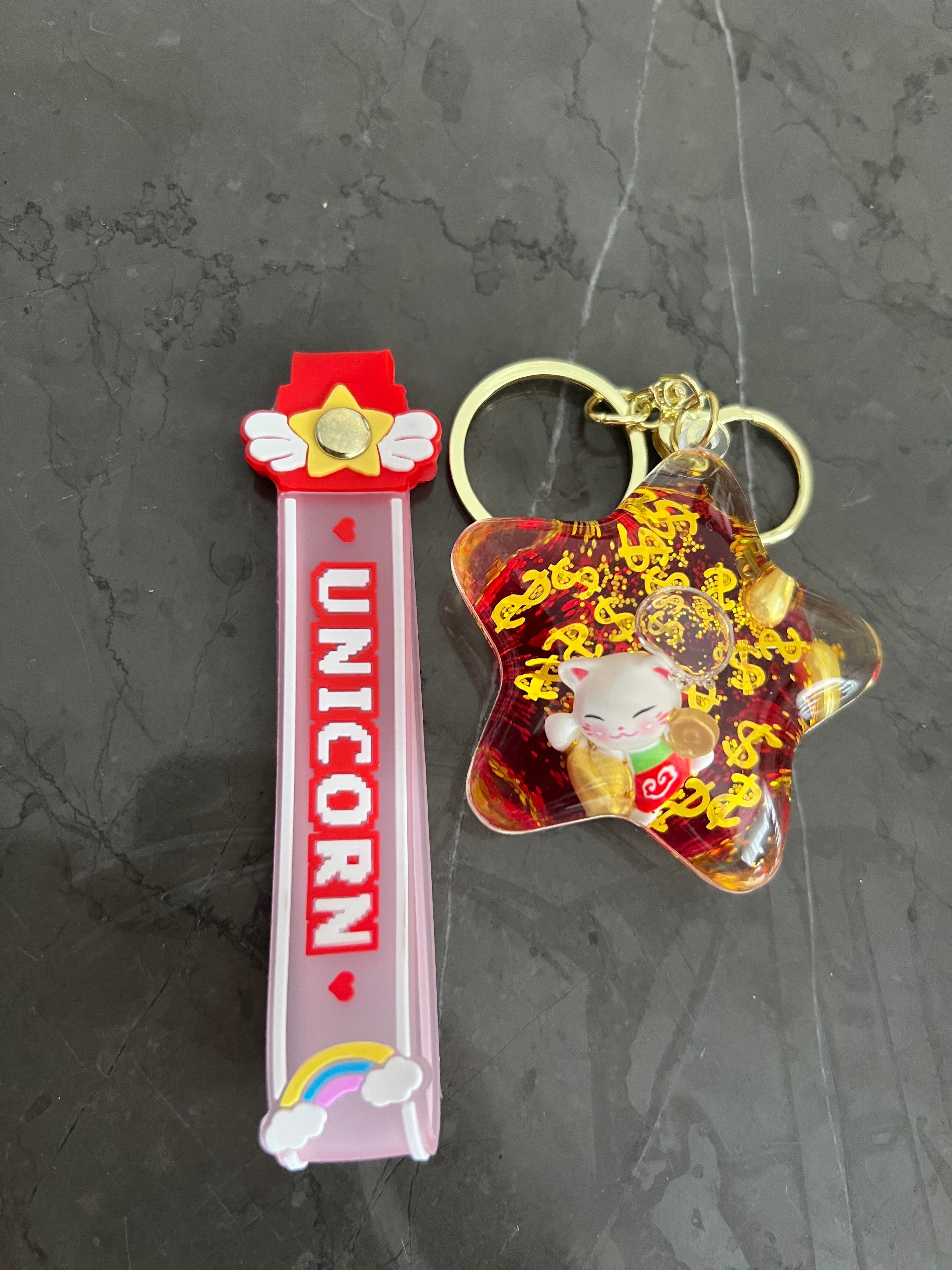 Feng Shui Şans ve Bereket Kedisi Figürlü Sulu Anahtarlık / Çanta Süsü Patili Kedi Model 5(Maneki Neko) - Miamantra