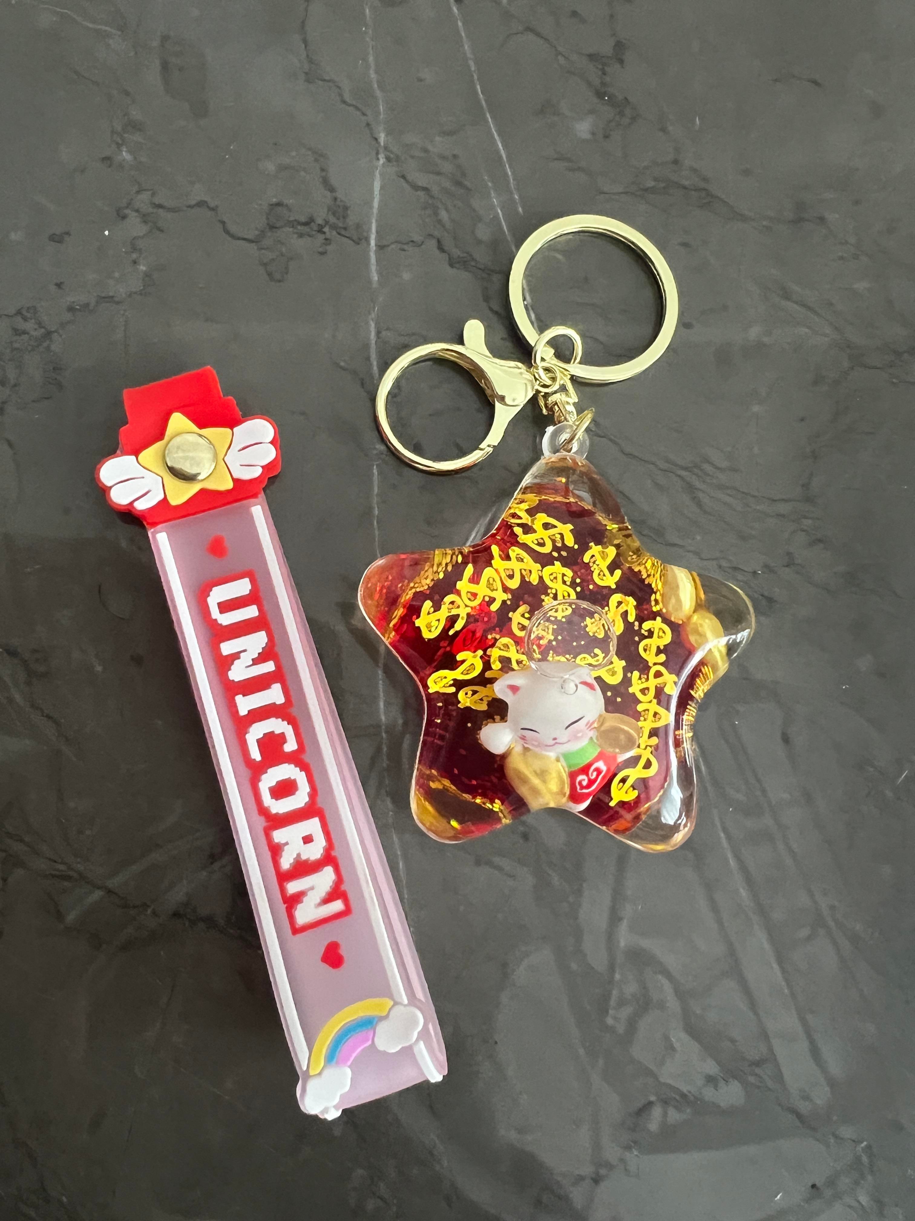 Feng Shui Şans ve Bereket Kedisi Figürlü Sulu Anahtarlık / Çanta Süsü Patili Kedi Model 5(Maneki Neko) - Miamantra