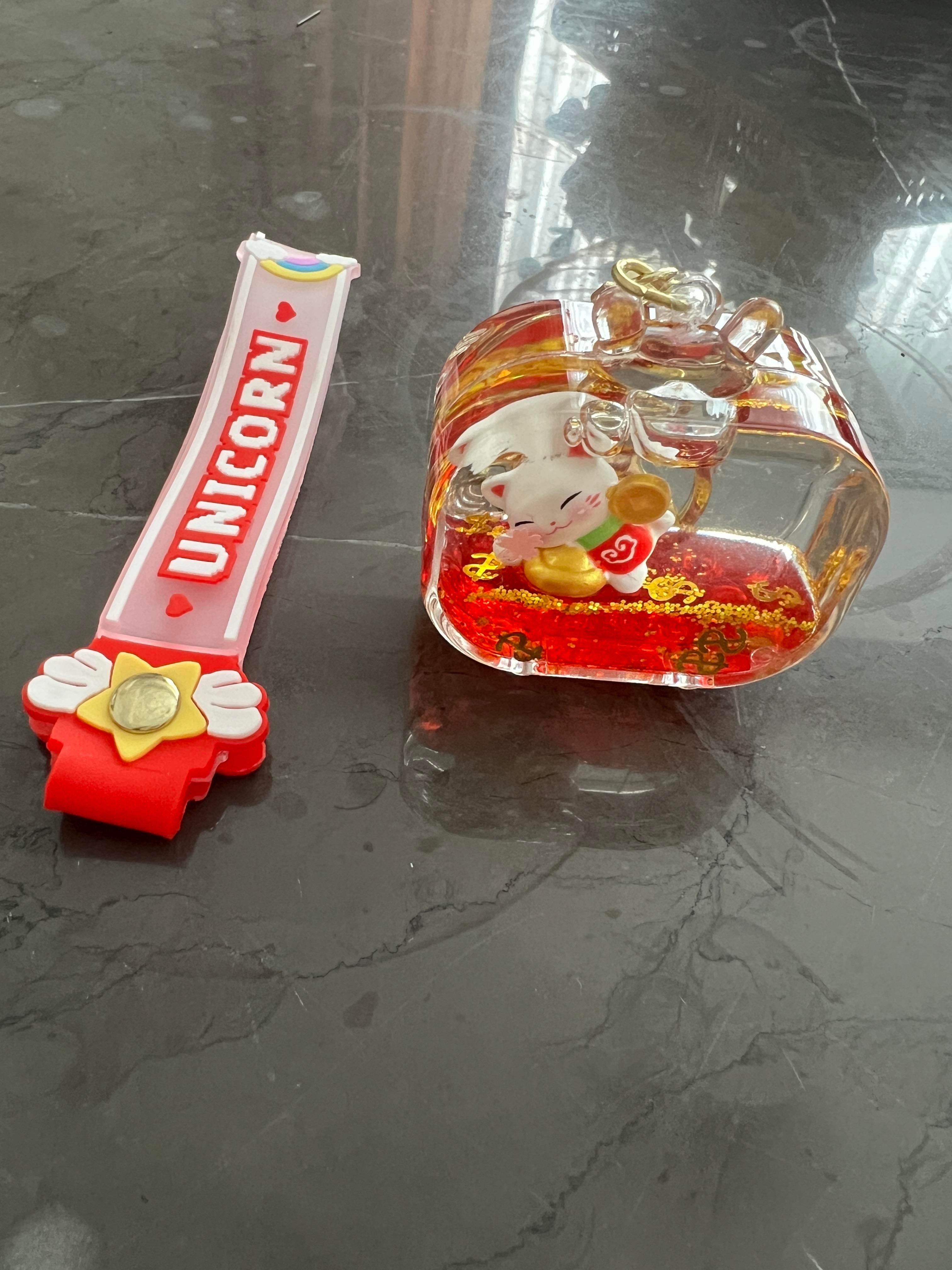 Feng Shui Şans ve Bereket Kedisi Figürlü Sulu Anahtarlık / Çanta Süsü Patili Kedi Model 1(Maneki Neko) - Miamantra