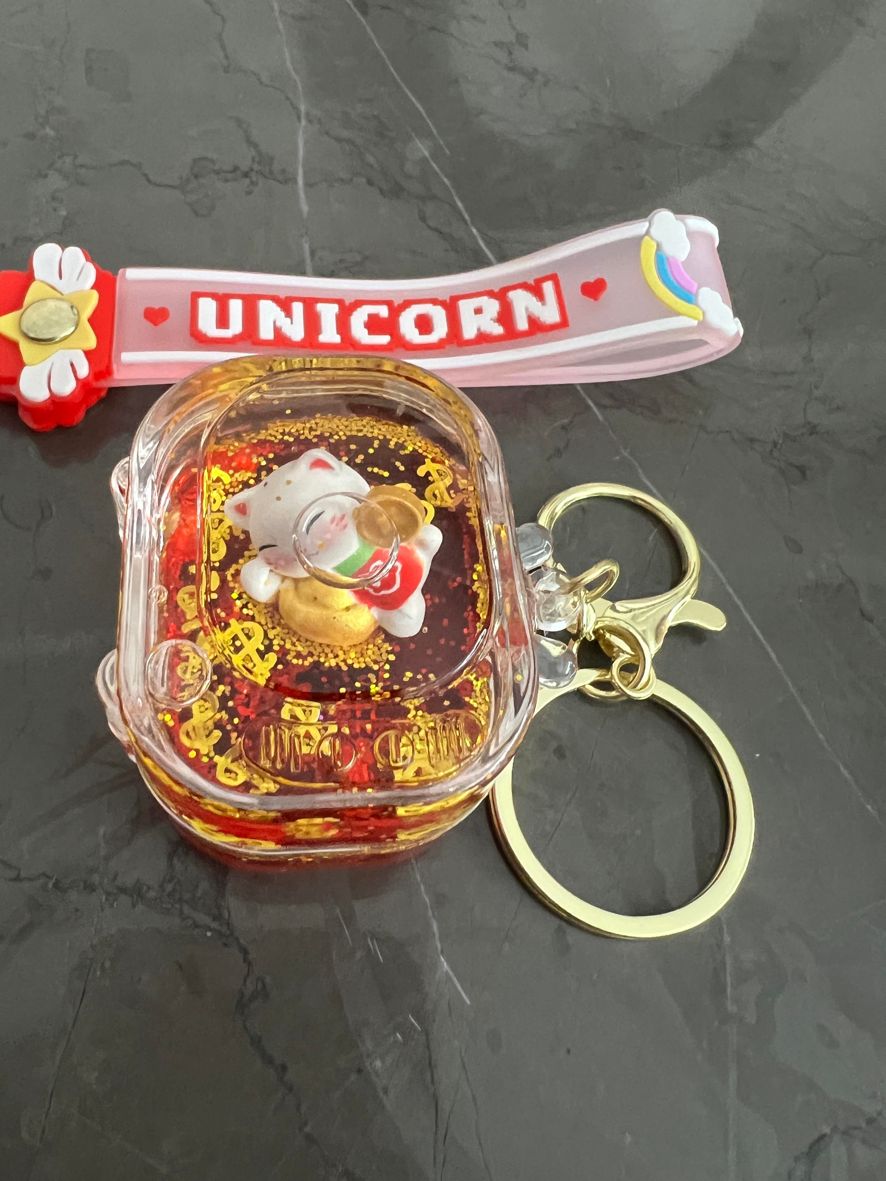 Feng Shui Şans ve Bereket Kedisi Figürlü Sulu Anahtarlık / Çanta Süsü Patili Kedi Model 1(Maneki Neko) - Miamantra