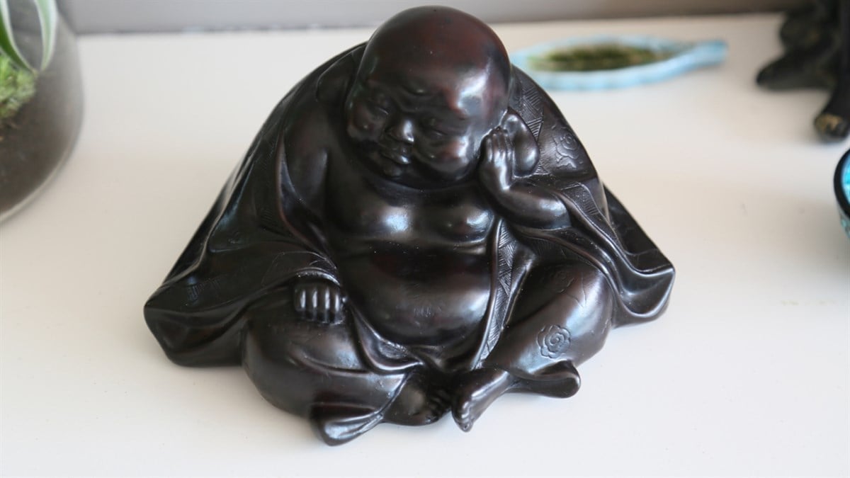 Gülen Reçine Buda Heykelciği Büyük Boy (Milefo) (18 cm * 15 cm * 12 cm)