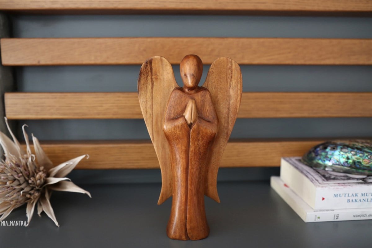İki Renk Ahşaptan Elde Yapılmış Melek (15 cm- 20 cm -25 cm)