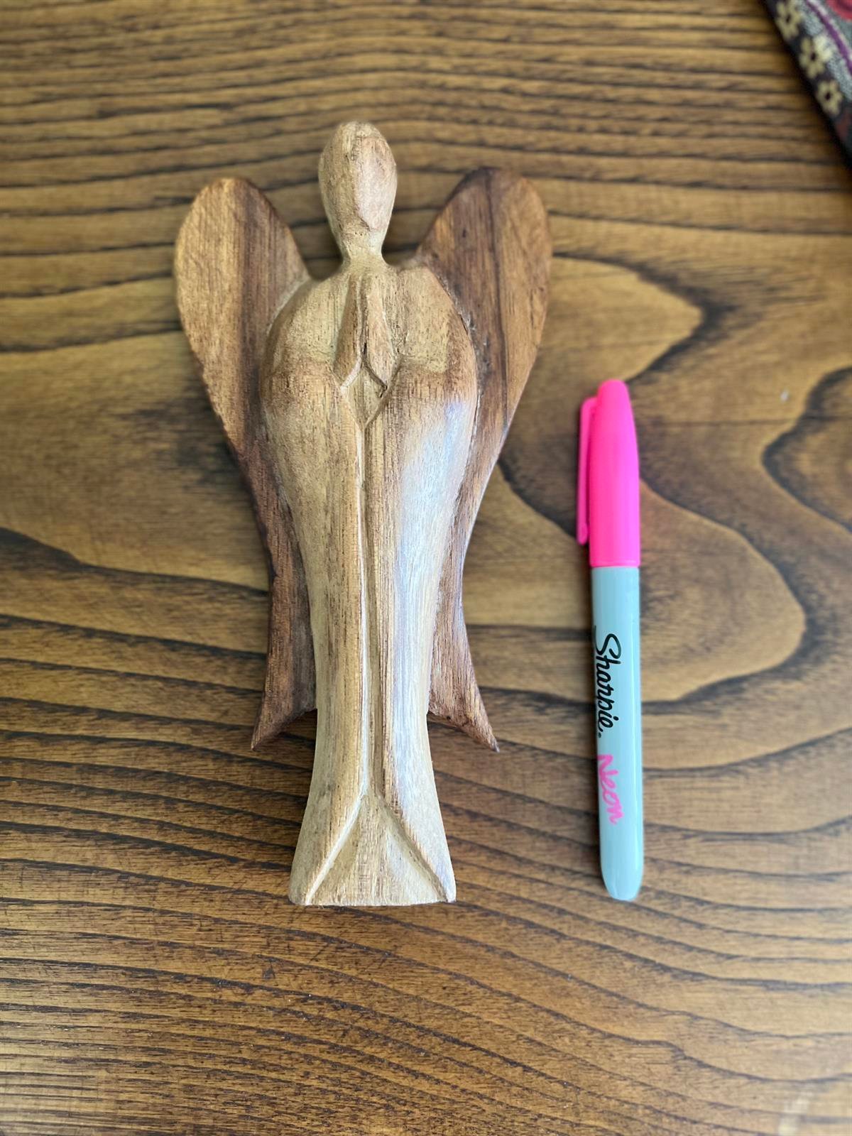 İki Renk Ahşaptan Elde Yapılmış Melek (20 cm) - Miamantra