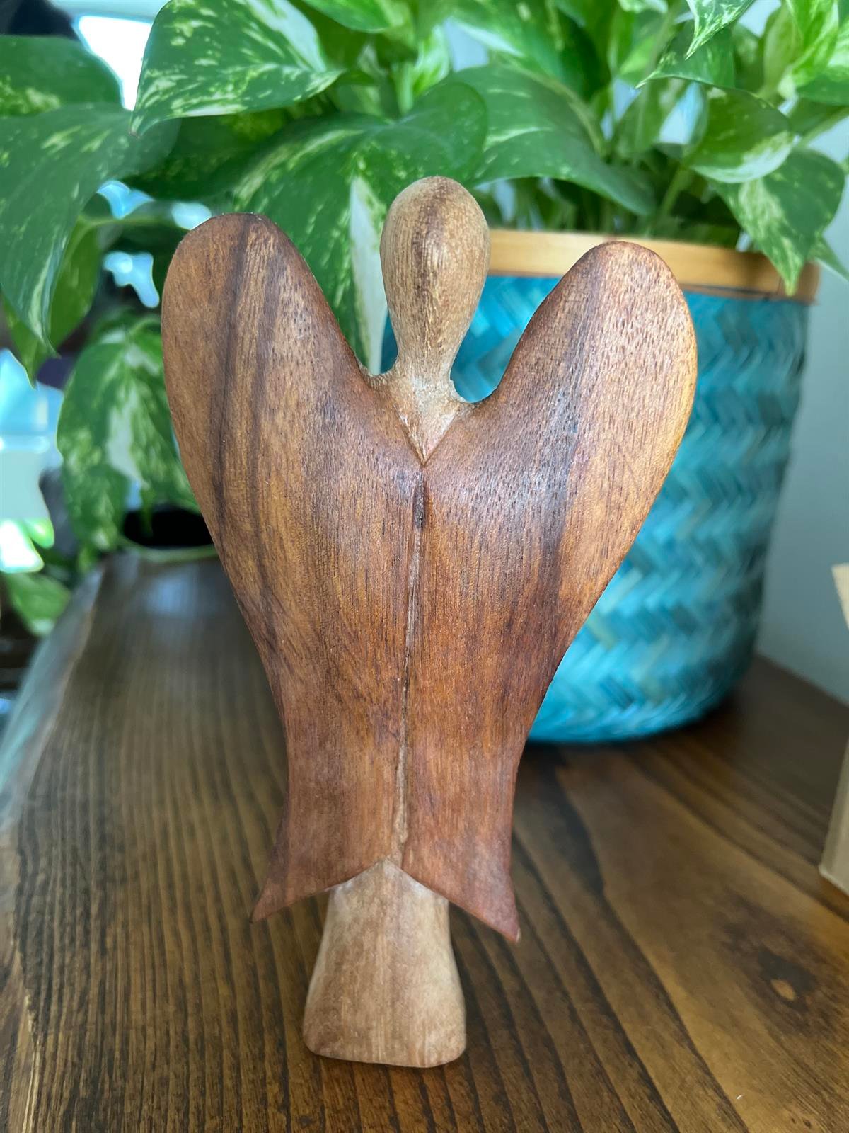 İki Renk Ahşaptan Elde Yapılmış Melek (20 cm) - Miamantra