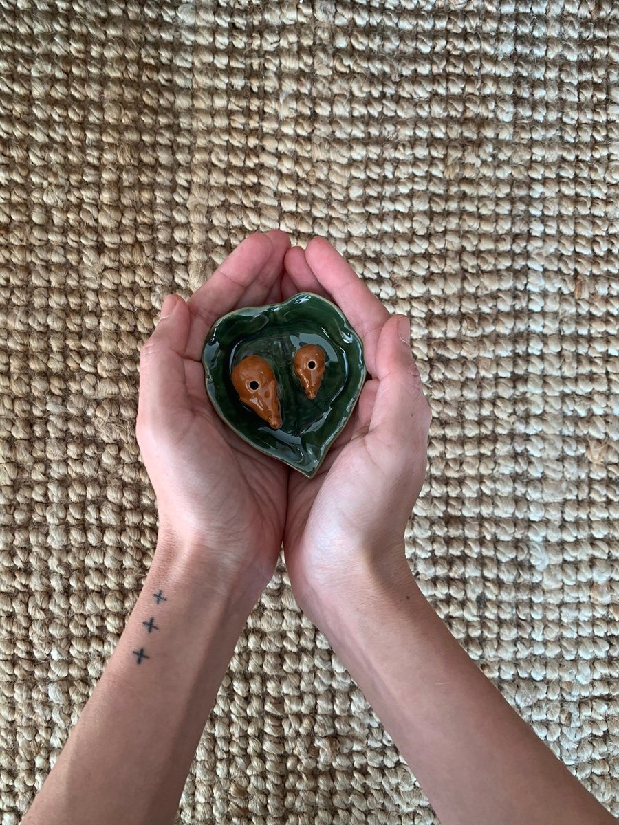 İkili Filli Seramik Yuvarlak Tütsülük (9cm)