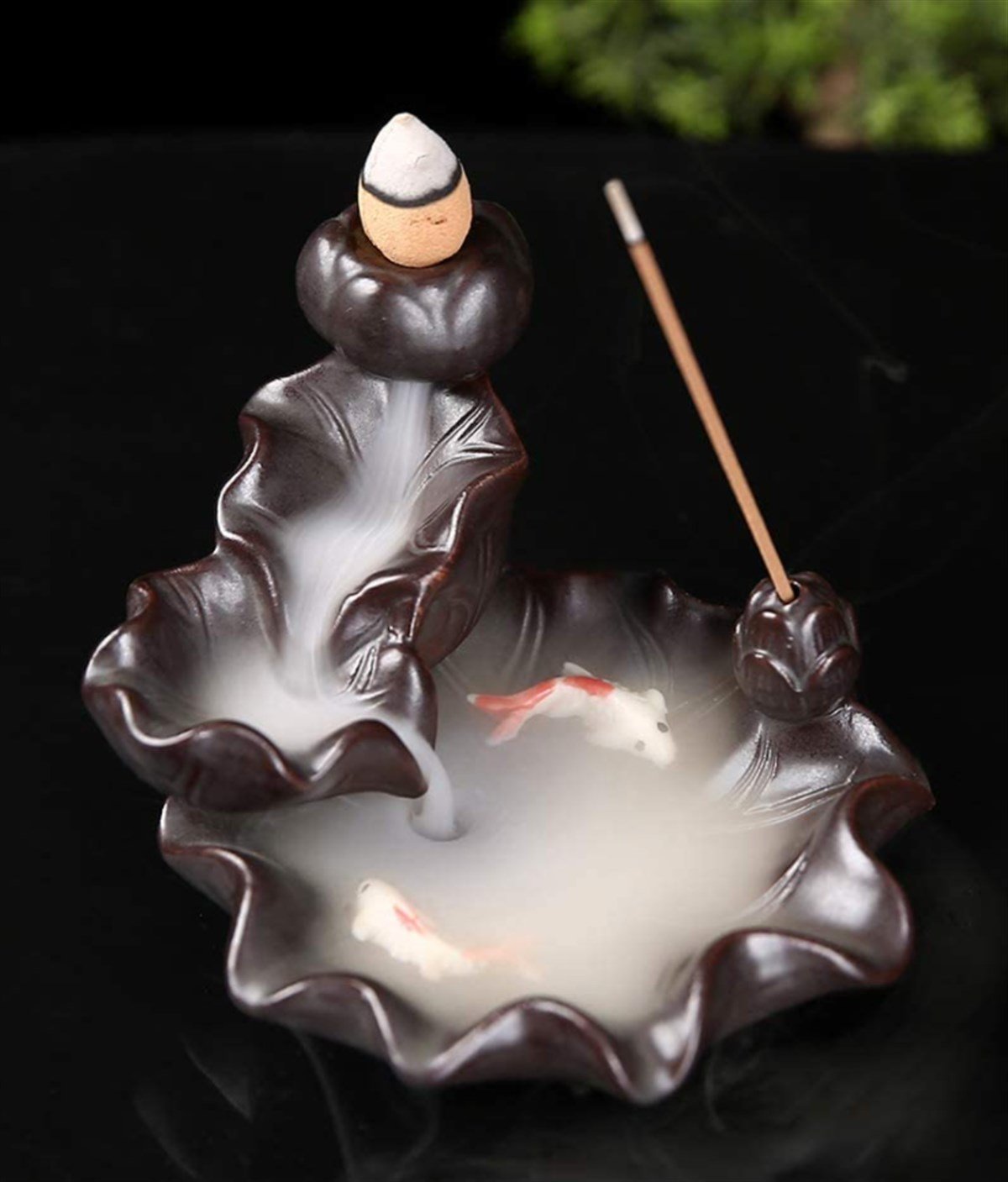 Koi Balıklı Geri Akış Tütsülük Model 2 - 9 cm  - Miamantra