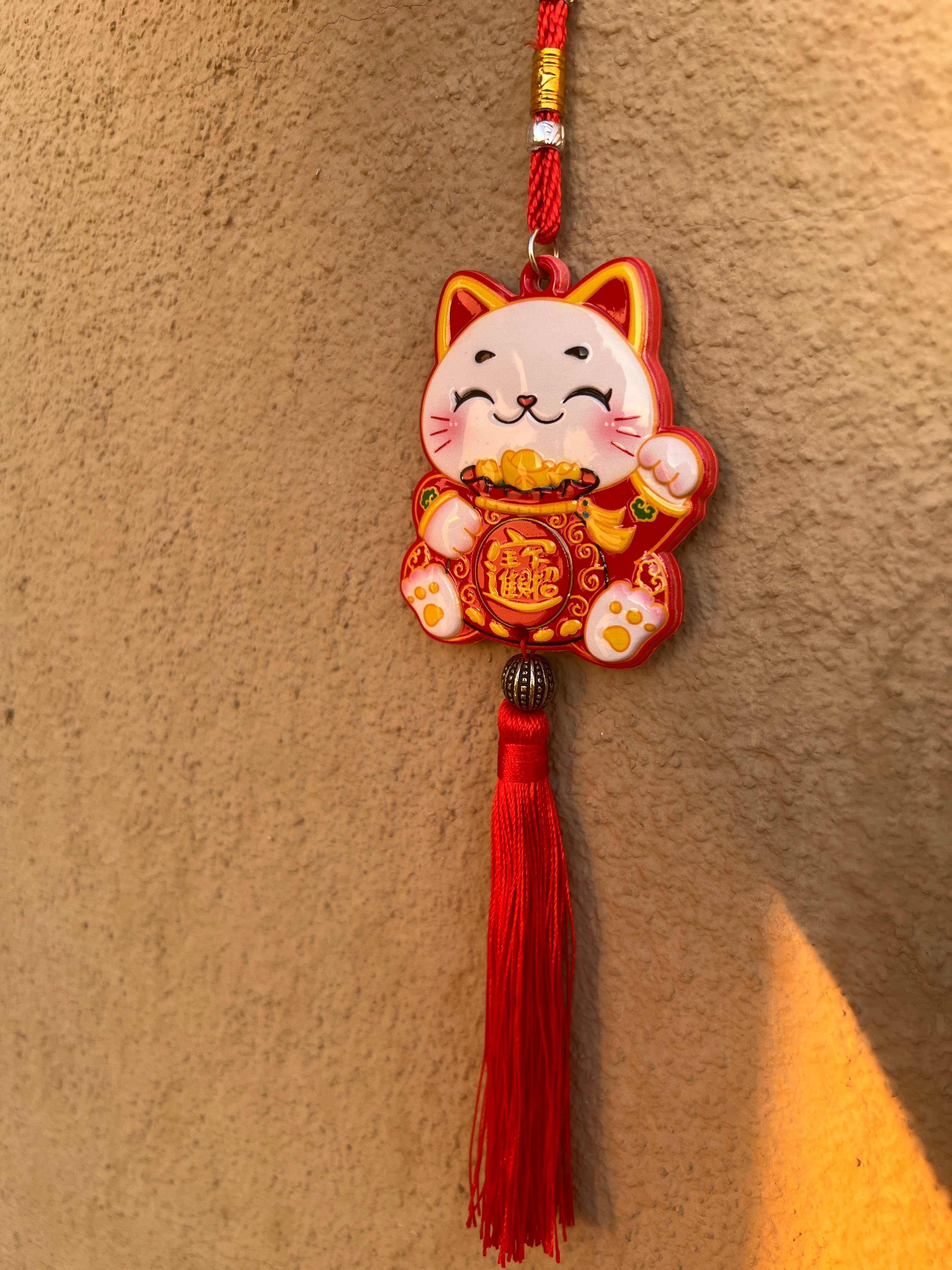 Maneki Neko Şans ve Bereket Kedisi Seramik Duvar Dekoru - Miamantra