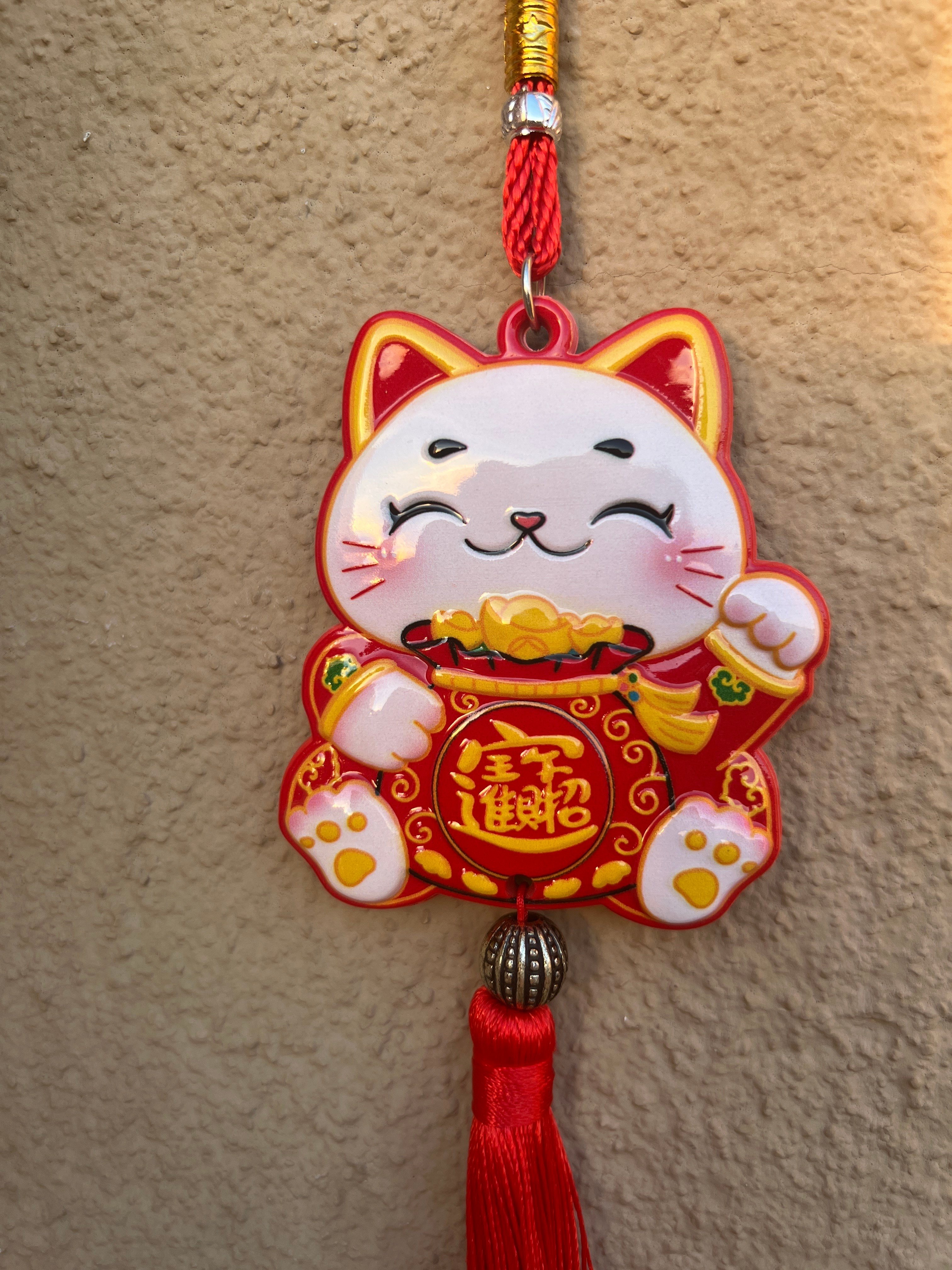 Maneki Neko Şans ve Bereket Kedisi Seramik Duvar Dekoru - Miamantra