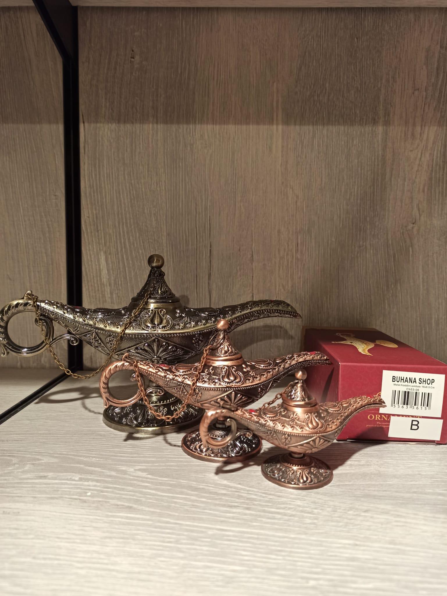 Metal Aladdin Lambası 16X8.5 Cm Mücevherlik / Dekoratif Biblo - Miamantra