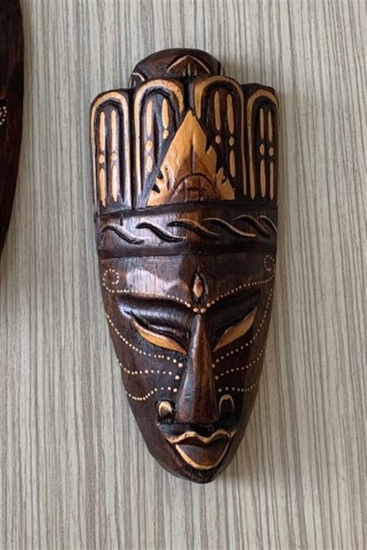 Mindi Ağacından El Yapımı Maskeler - 20 cm - Miamantra
