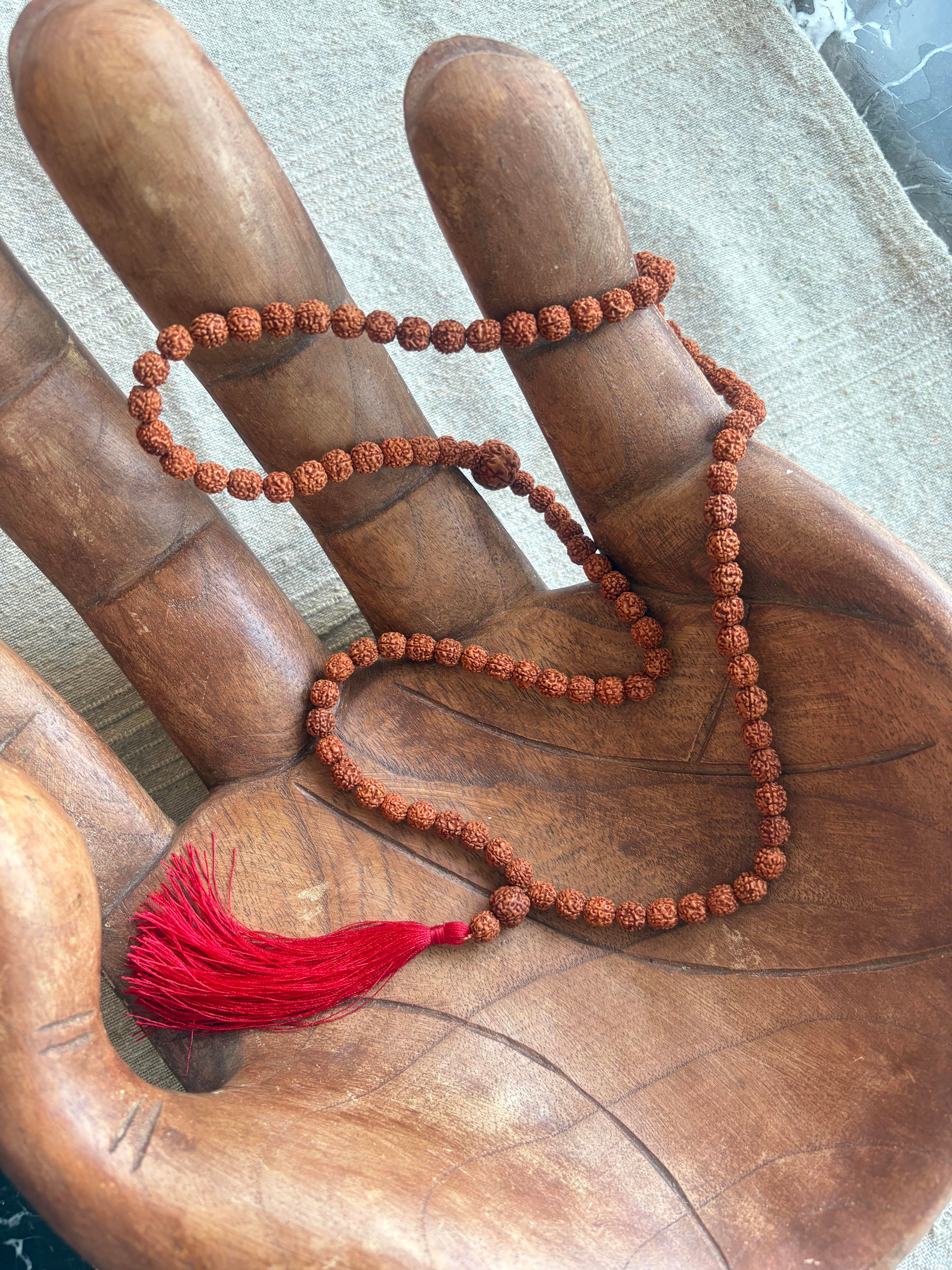 Rudraksha Mala Tesbih / Meditasyon Kolyesi (99'lu) Rudraksha Tohum Çekirdeği Kolyesi  - Miamantra