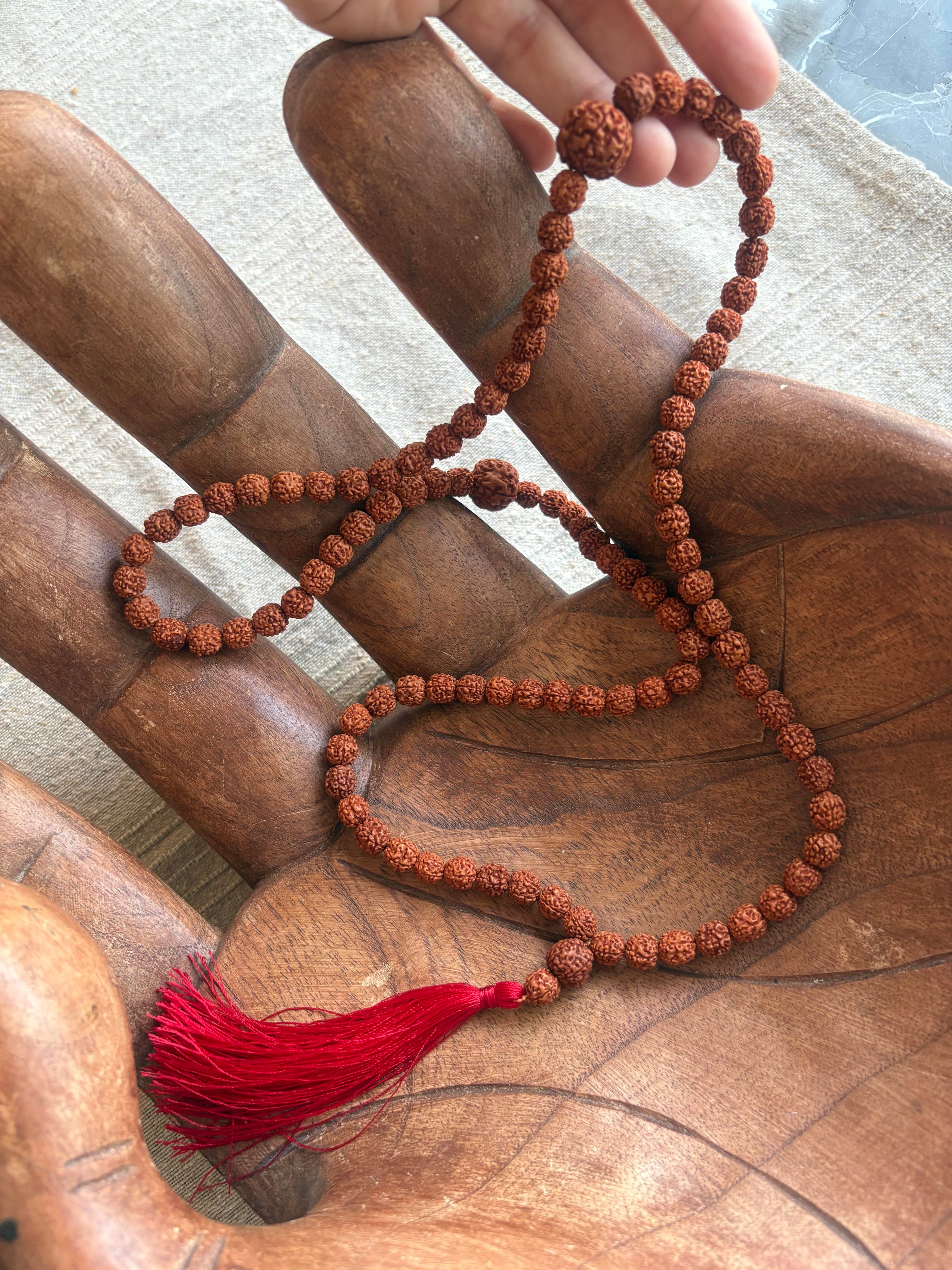 Rudraksha Mala Tesbih / Meditasyon Kolyesi (99'lu) Rudraksha Tohum Çekirdeği Kolyesi  - Miamantra