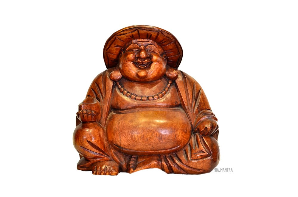 Şapkalı Gülen Buda Heykelciği (Büyük Boy 30 cm)