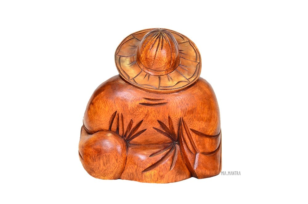 Şapkalı Gülen Buda Heykelciği (Büyük Boy 30 cm)