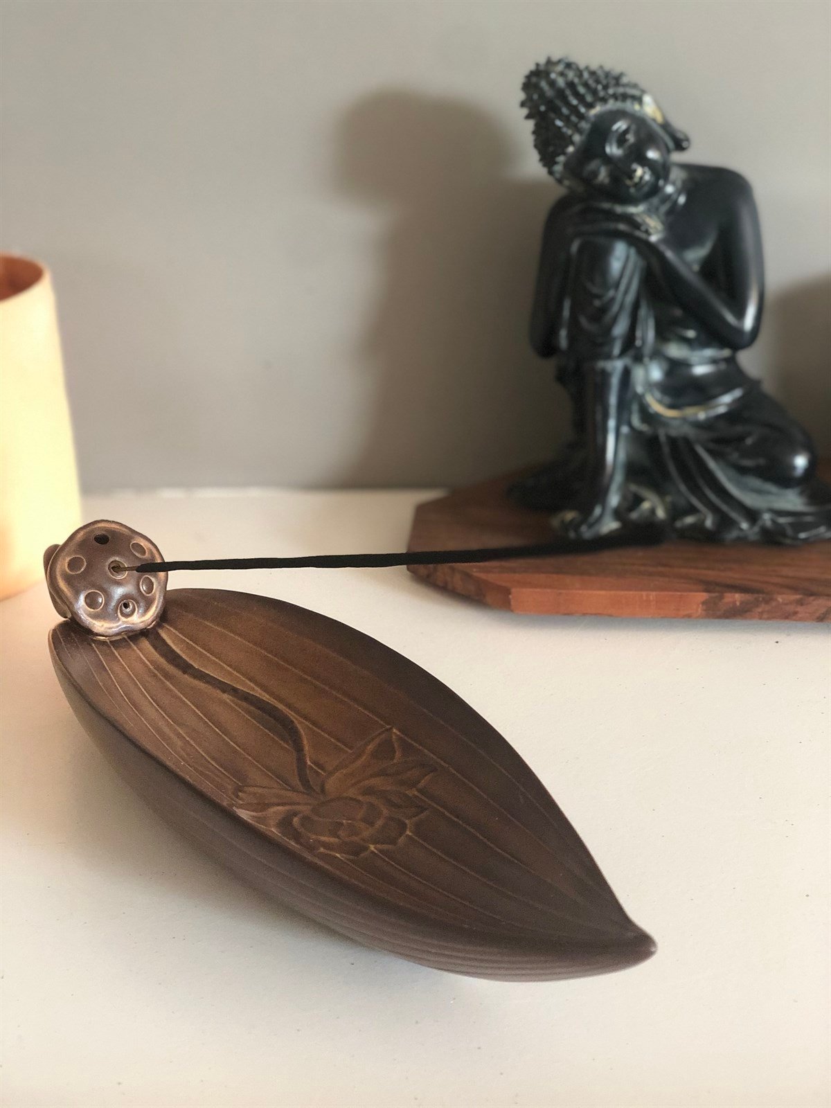 Seramik Çiçekli Yaprak Tütsülük (28 cm * 8 cm)
