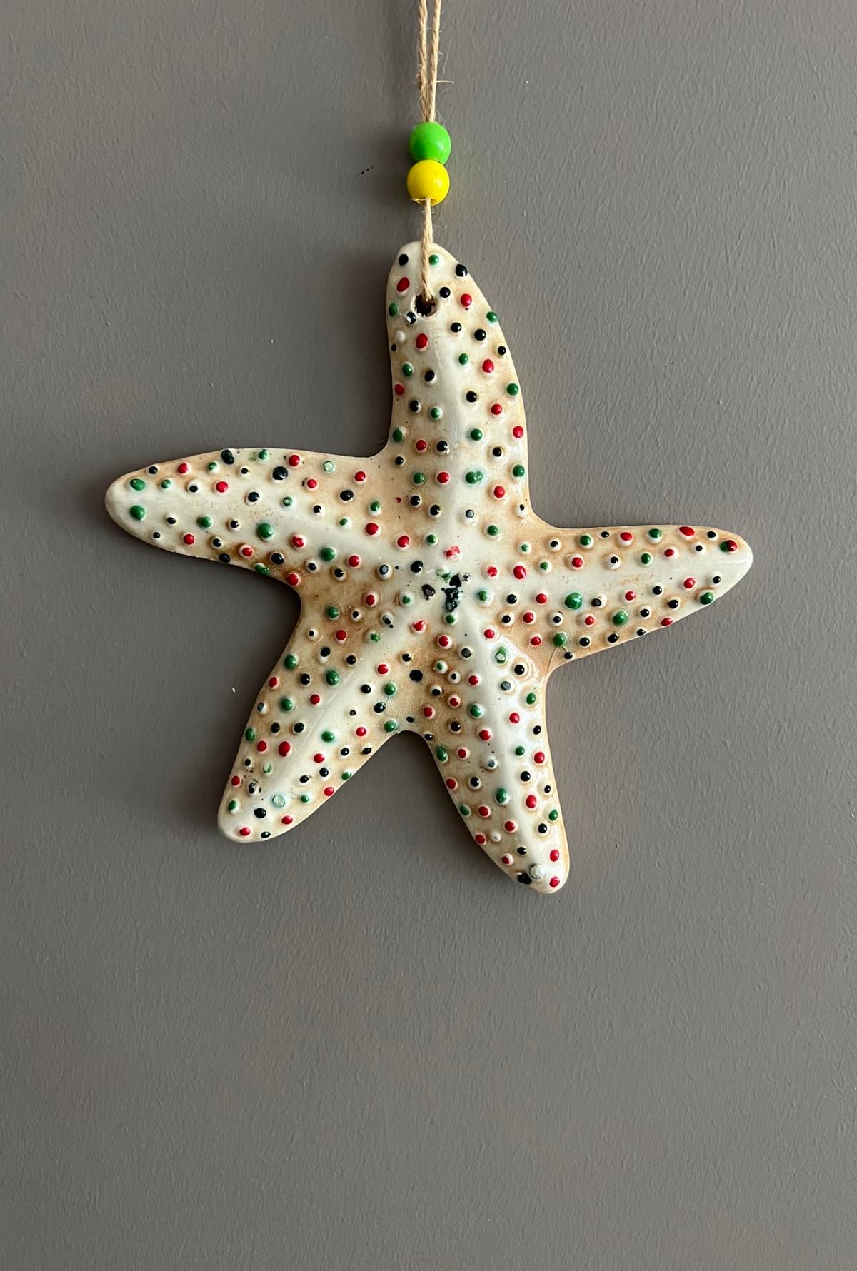 Seramik Elde Boyanmış Deniz Yıldızı Duvar Dekoru (13 cm) - Miamantra