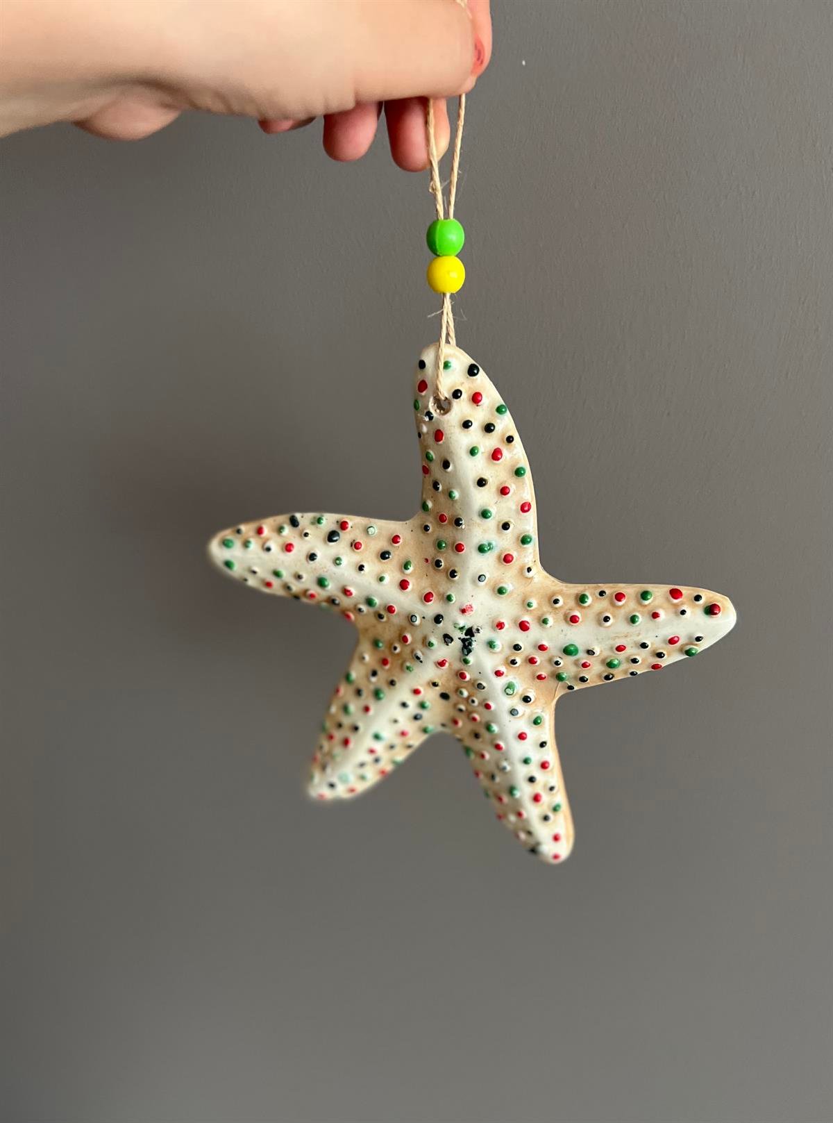 Seramik Elde Boyanmış Deniz Yıldızı Duvar Dekoru (13 cm) - Miamantra